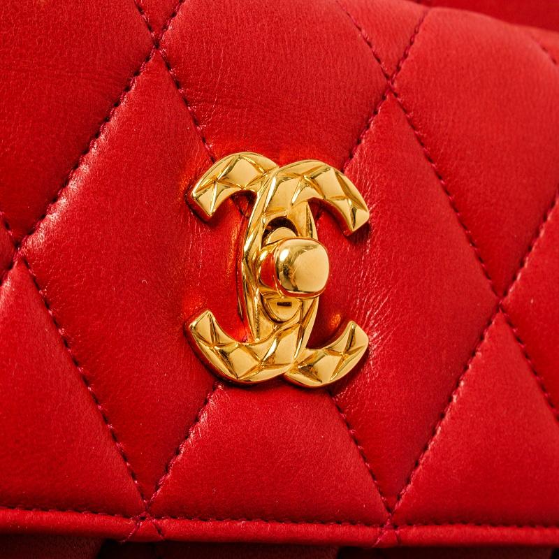 Chanel Red Lambskin CC Front Pocket Shoulder Bag 2
