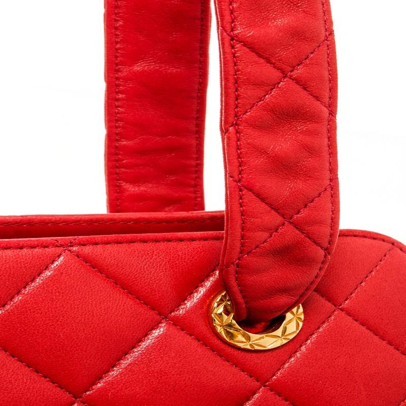 Chanel Red Lambskin CC Front Pocket Shoulder Bag 3