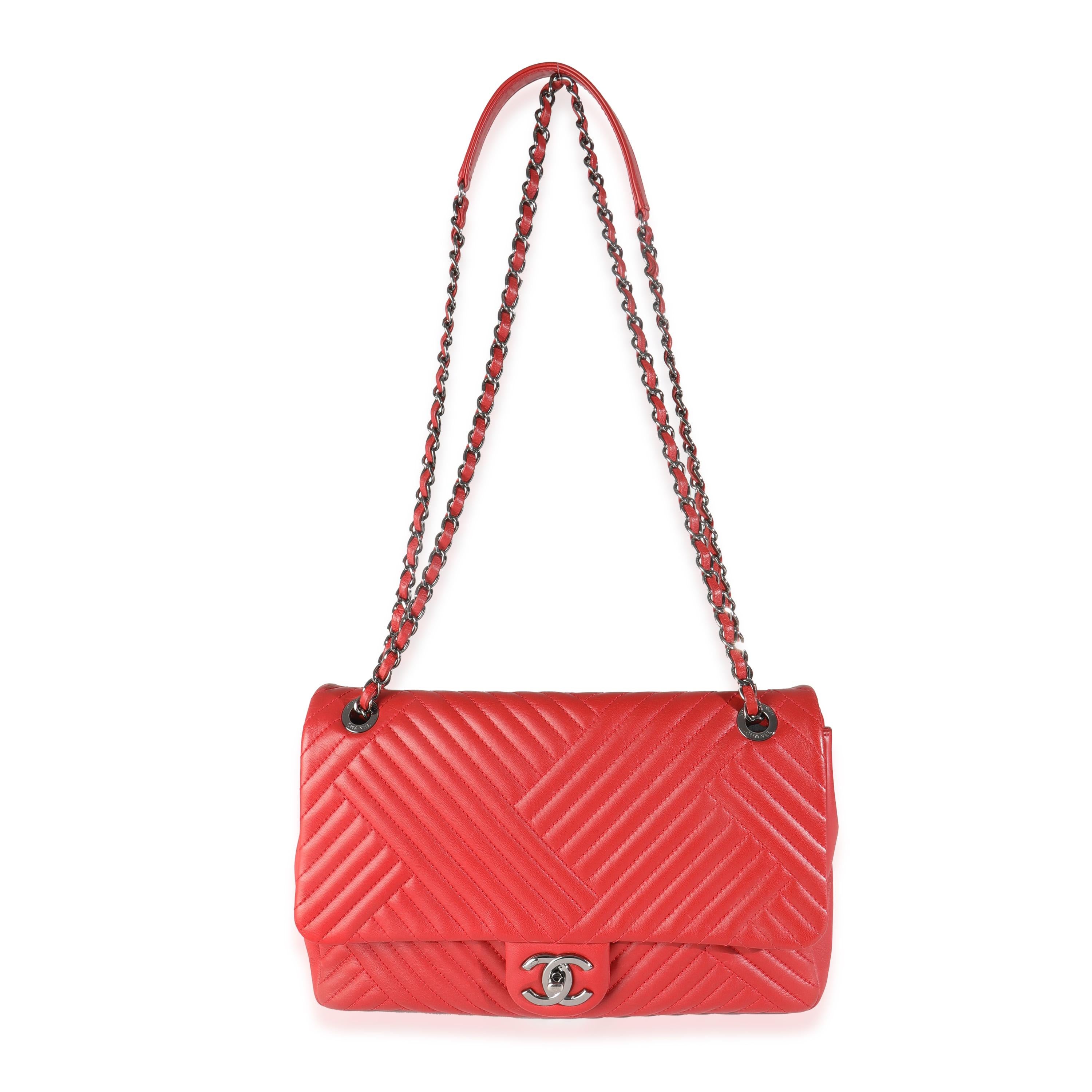 Chanel Red Lambskin CC Medium Crossing Flap Bag For Sale 2