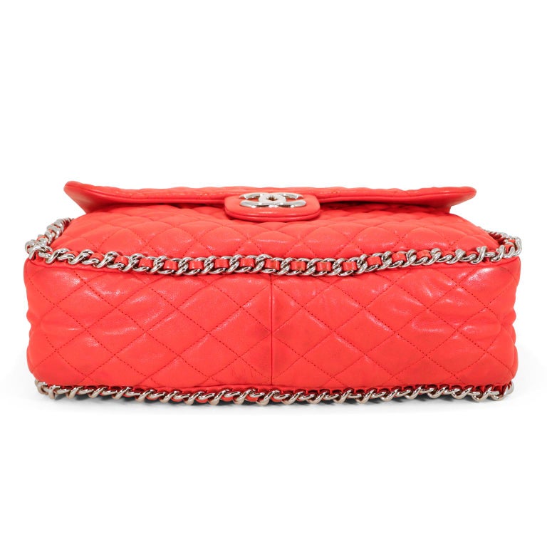 Chanel Red Lambskin Chain Around Maxi Flap Bag at 1stDibs  chanel chain  around maxi, chanel maxi chain around flap bag, chanel chain around maxi bag