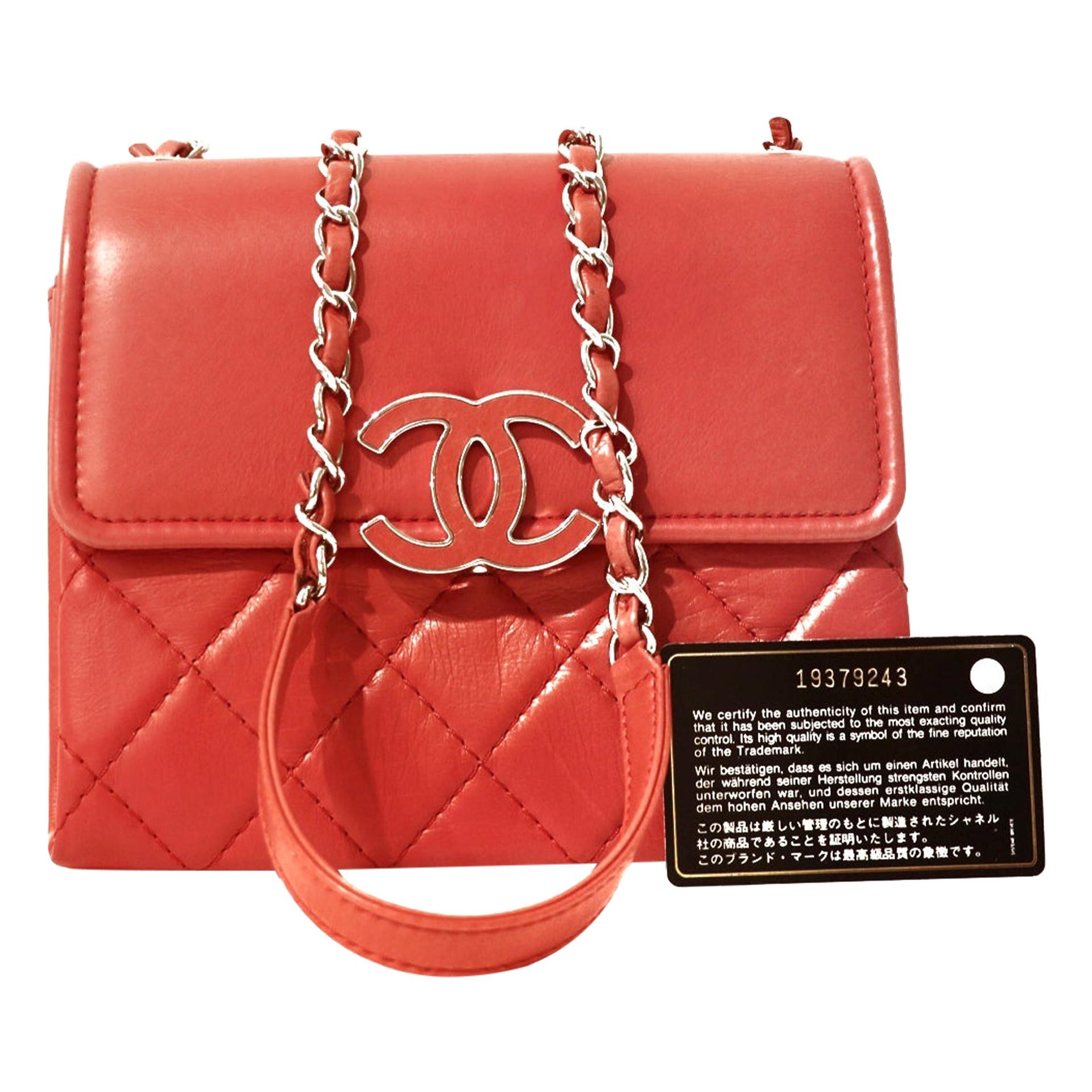 Chanel Red Lambskin Double Gusset Flap Bag