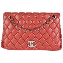 Chanel Red Lambskin Large New Bubble Flap Bag