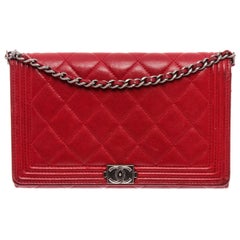 Chanel Red Lambskin Leather Boy WOC Wallet On Chain Bag