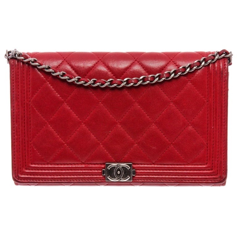 Chanel Black Boy Lambskin Leather Wallet on Chain ref.514093