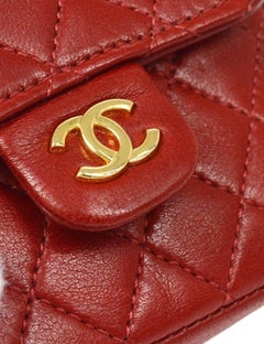 CHANEL Red Lambskin Leather Gold Hardware Micro Mini Pochette Waist Belt Bag