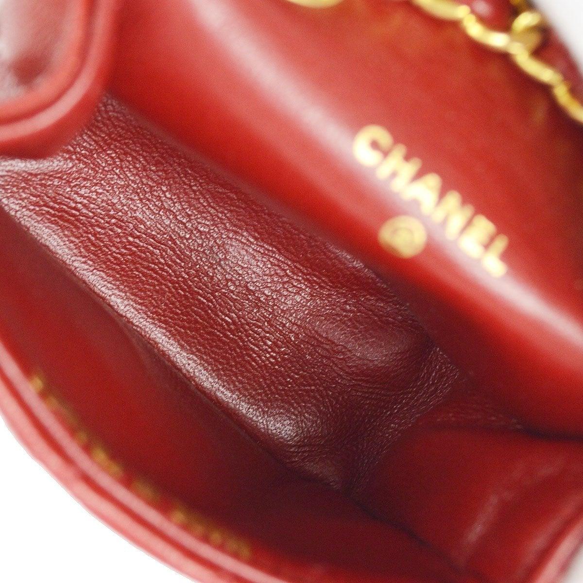 Women's CHANEL Red Lambskin Leather Gold Hardware Micro Mini Pochette Waist Belt Bag  For Sale