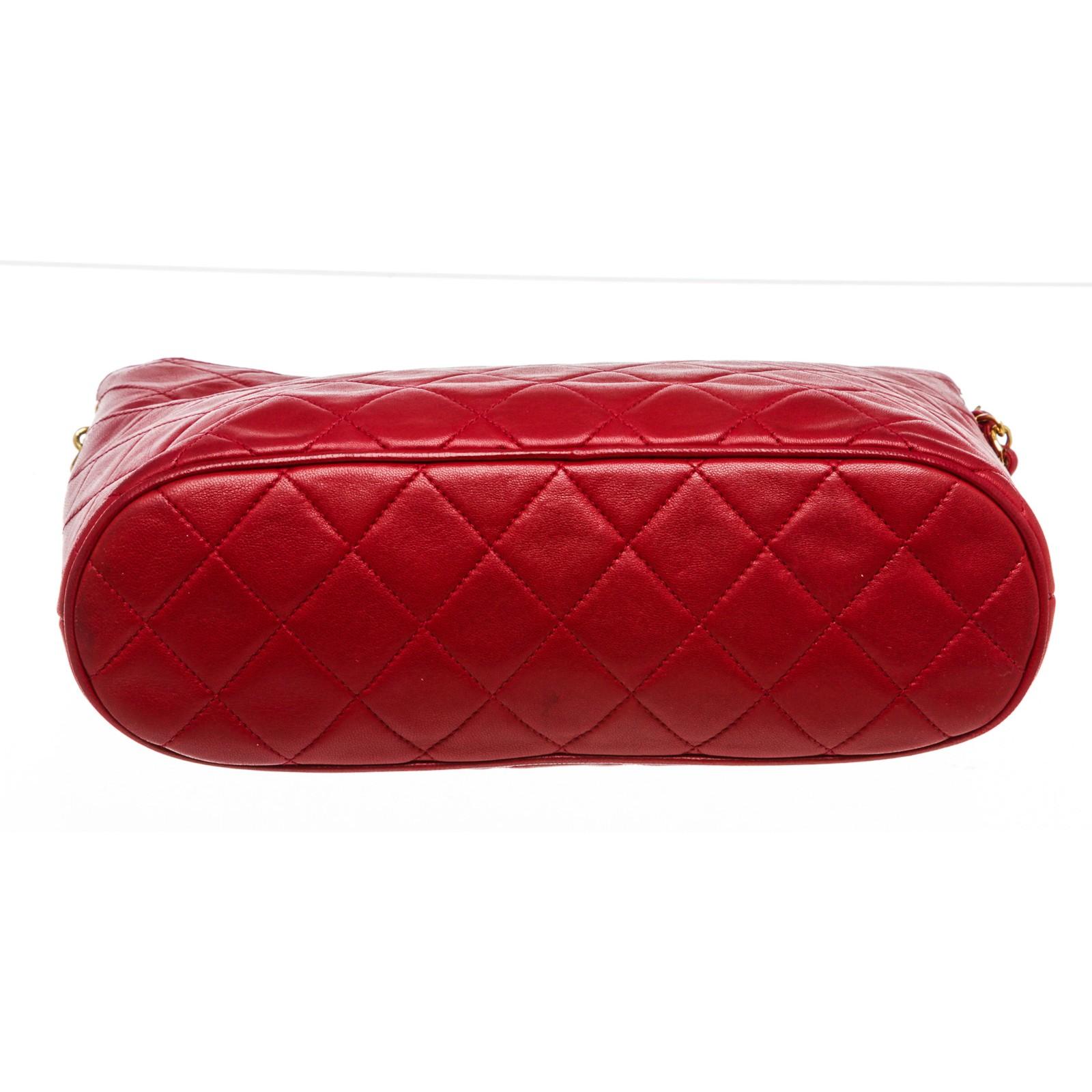Women's or Men's Chanel Red Lambskin Leather Tassel Flap Bag