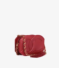 Chanel Red Lambskin Leather Vintage Micro Fringe Timeless Shoulder Bag