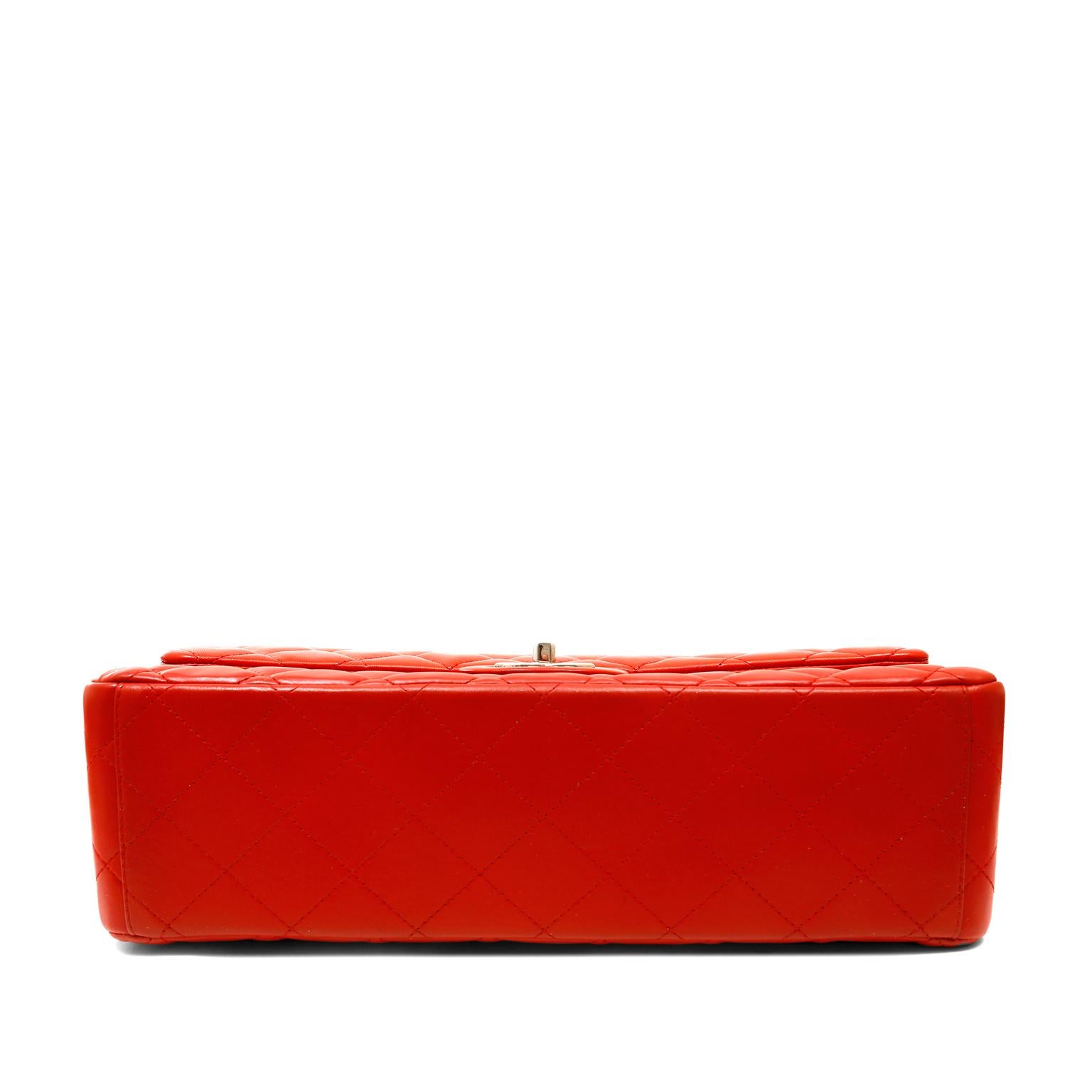 Chanel Red Lambskin Maxi Flap Bag For Sale at 1stDibs | chanel red maxi ...