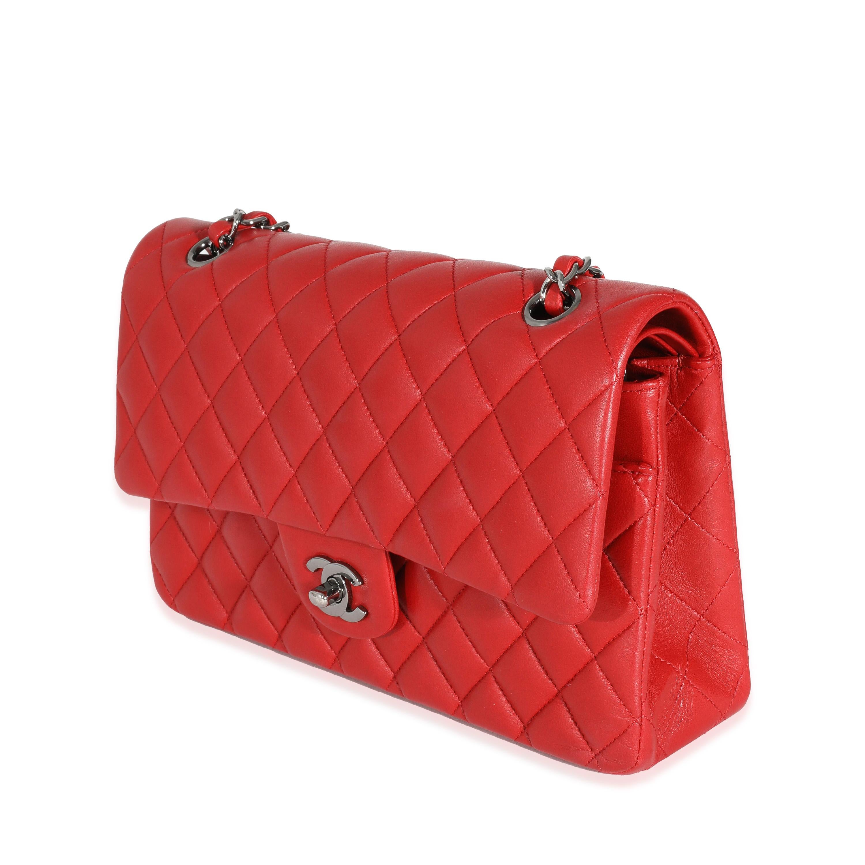 Chanel Red Lambskin Medium Classic Double Flap Bag 1