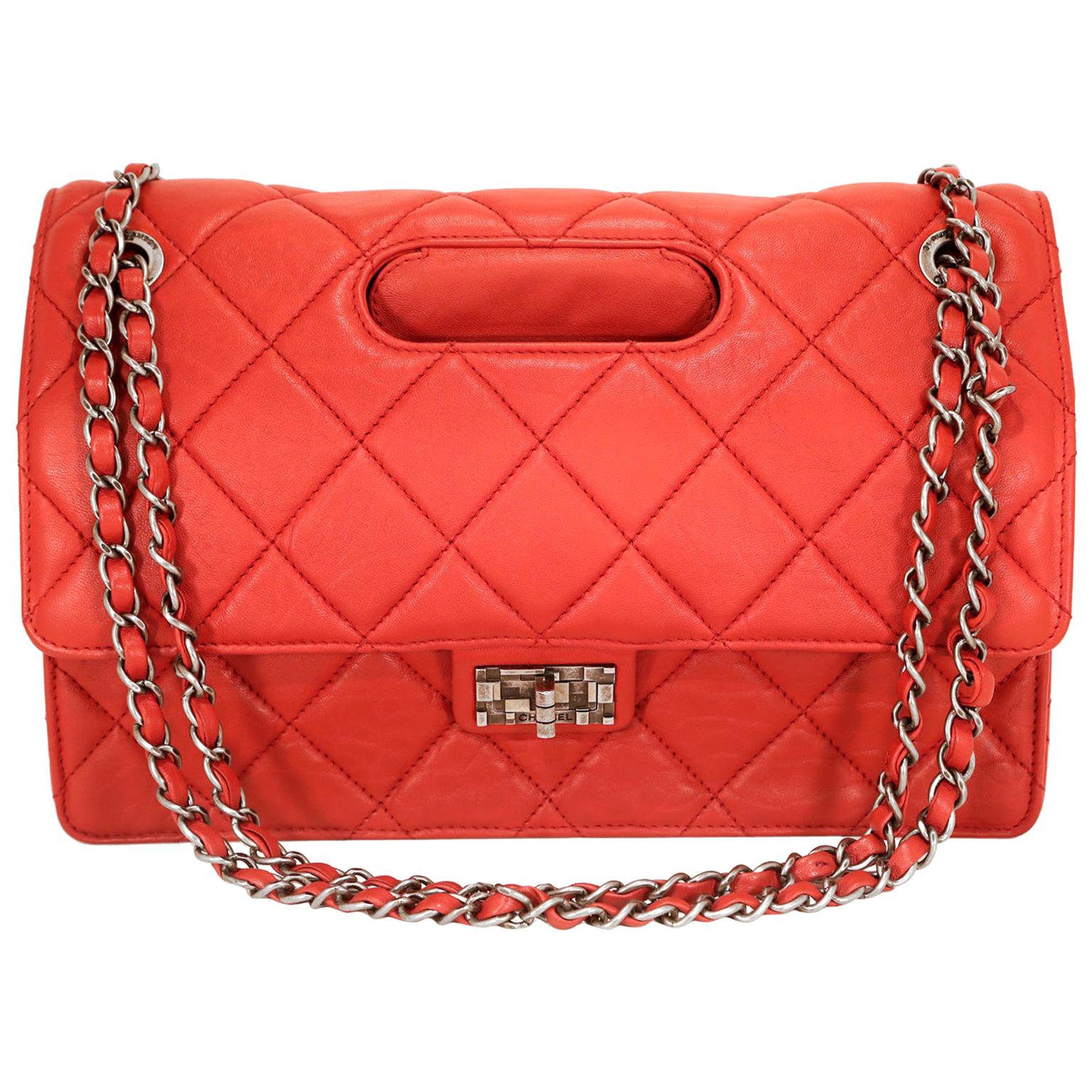 Chanel Red Lambskin Paris Byzance Takeaway Flap Bag