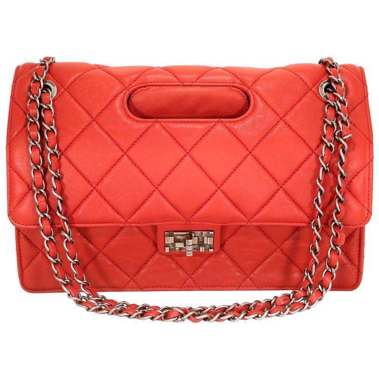 Chanel Red Lambskin Paris Byzance Takeaway Flap Bag For Sale