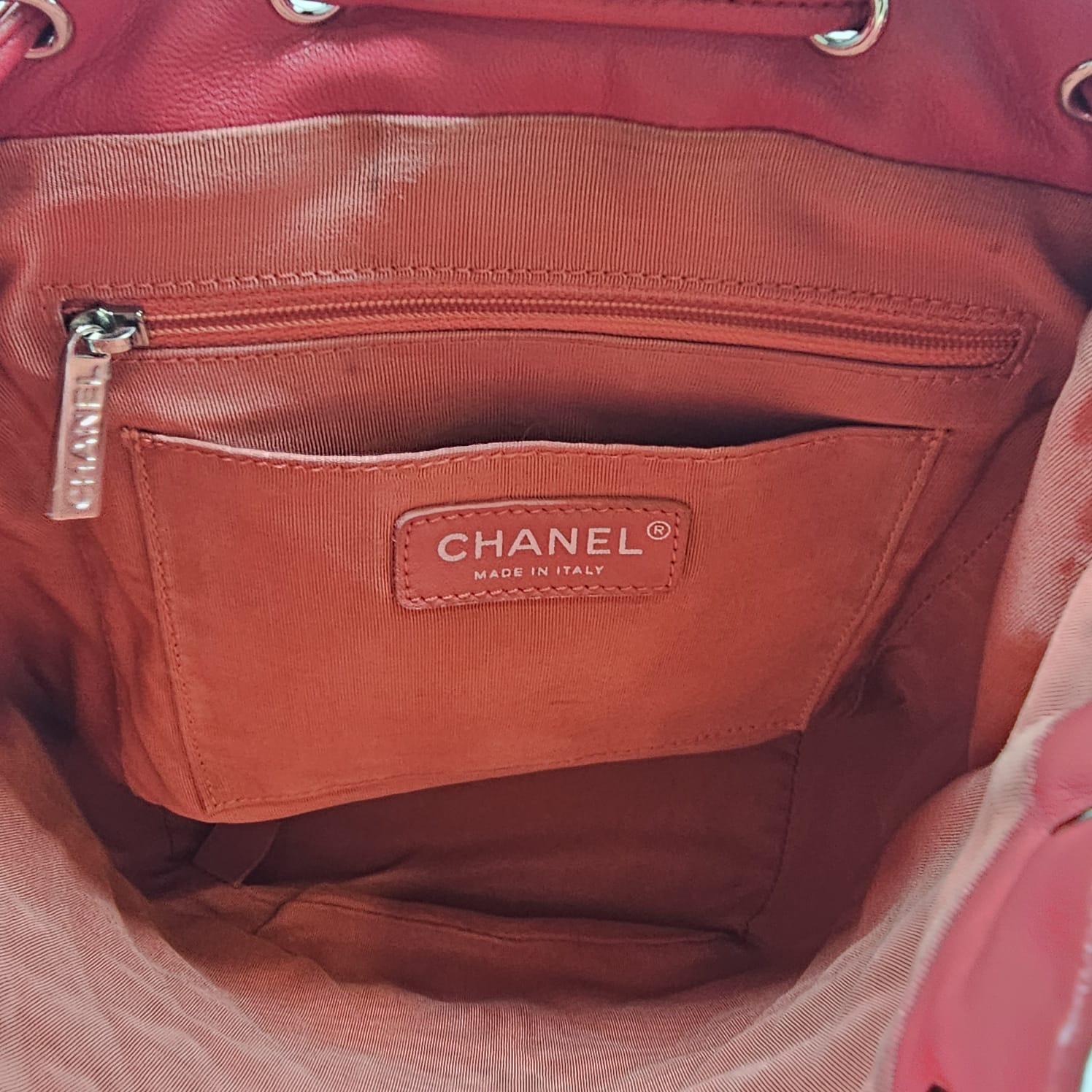 Women's Chanel Red Lambskin Quilted Small Urban Spirit Backpack