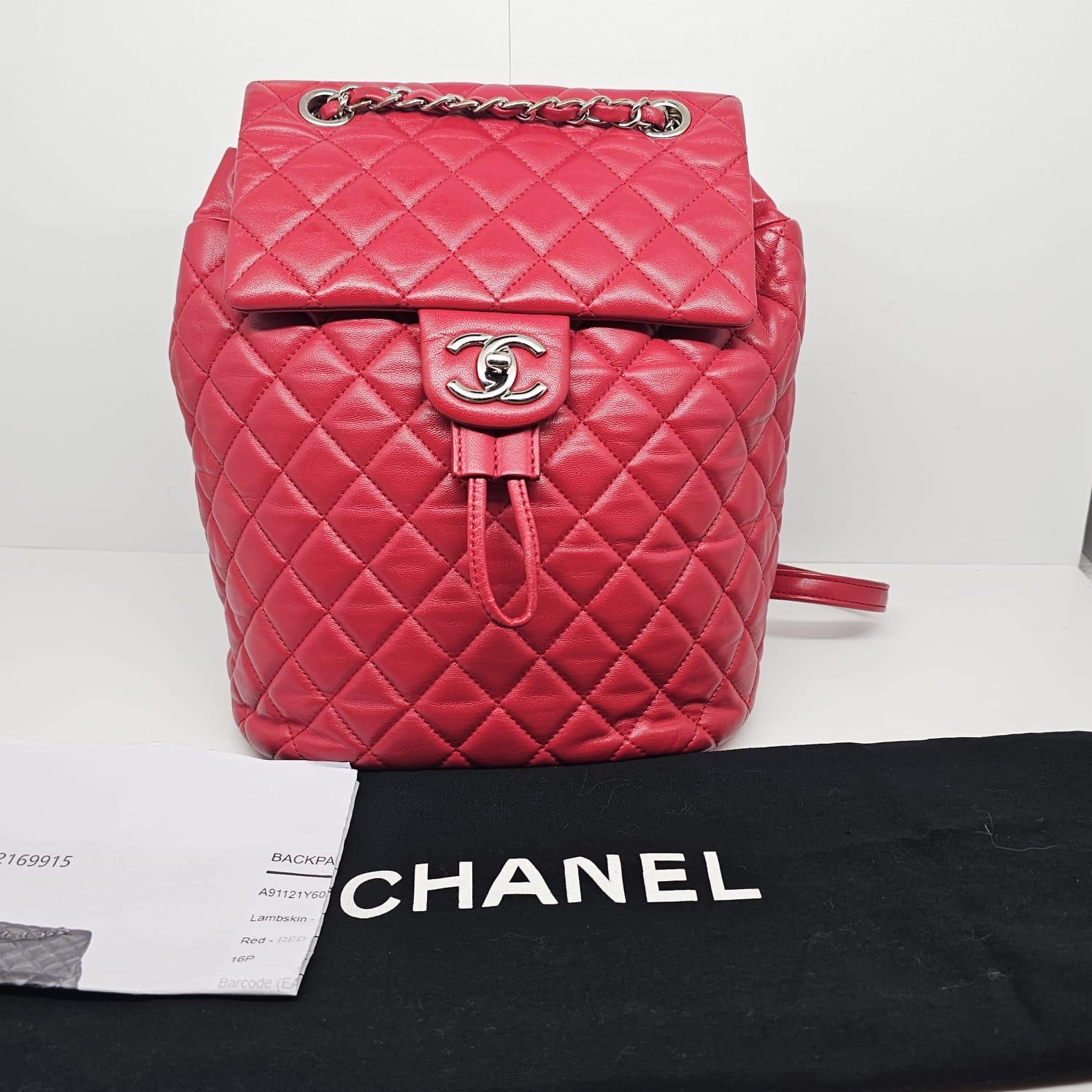 Chanel Red Lambskin Quilted Small Urban Spirit Backpack 1