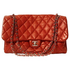 Chanel Red Lambskin Triple Accordion Flap Bag