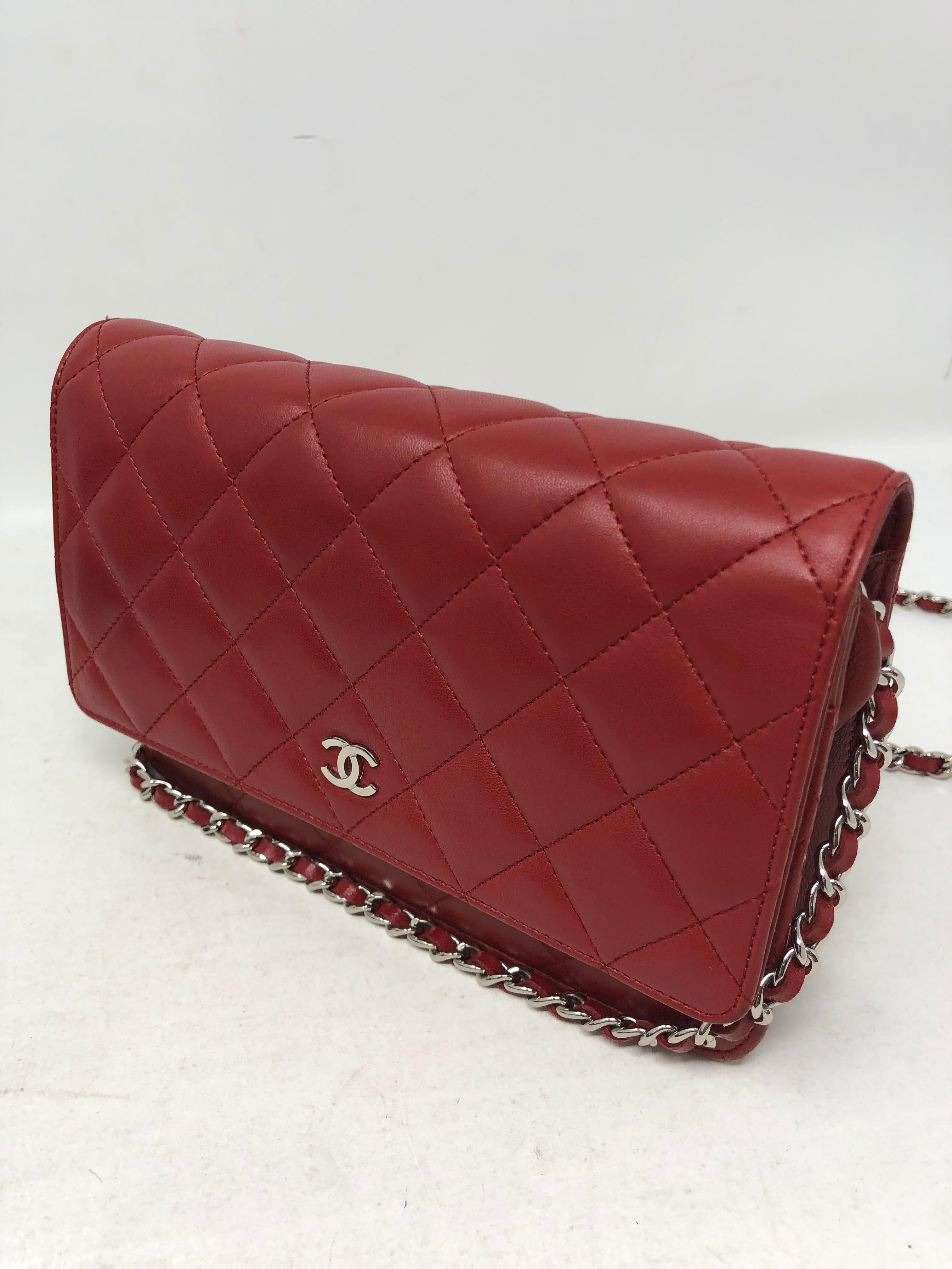 Brown Chanel Red Lambskin WOC