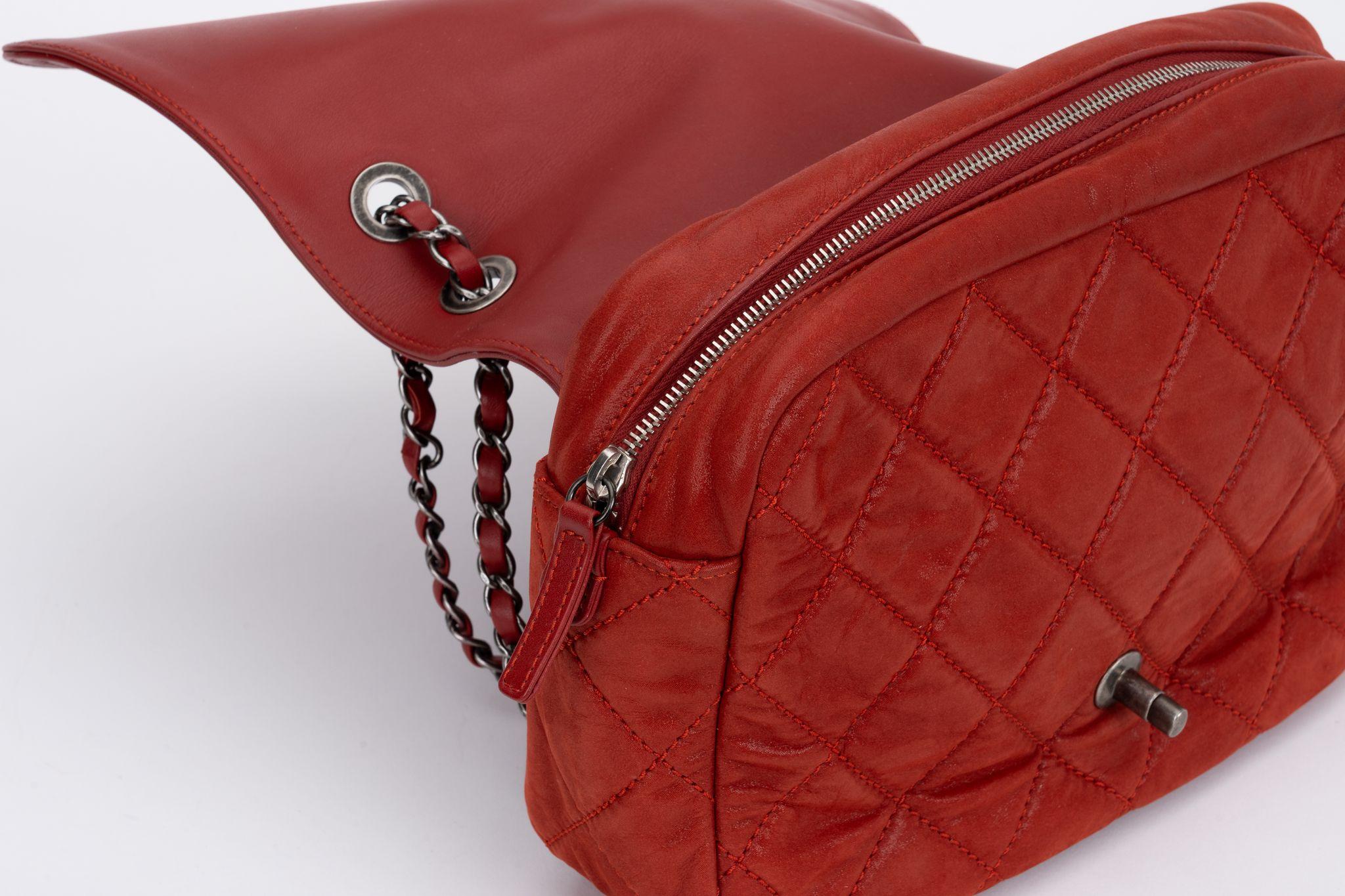 Chanel Red Large 2 Way Shoulder Bag For Sale 2