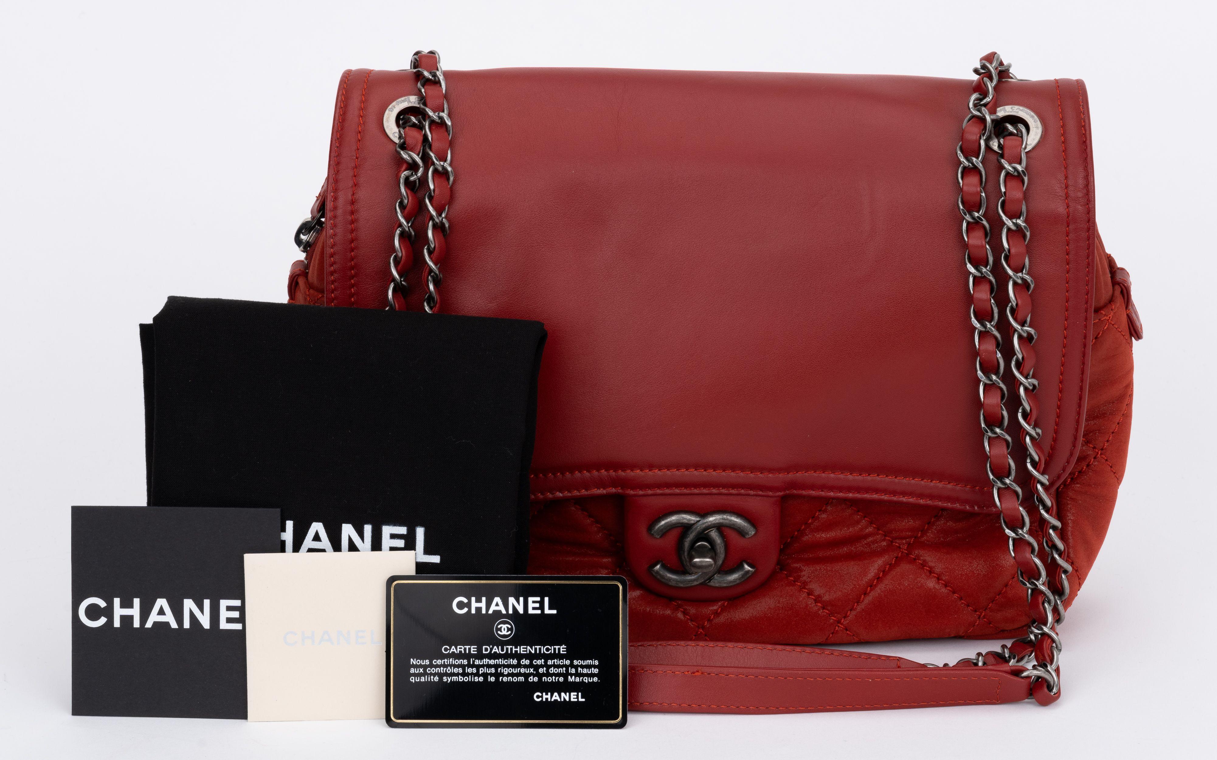 Chanel Red Large 2 Way Shoulder Bag For Sale 5