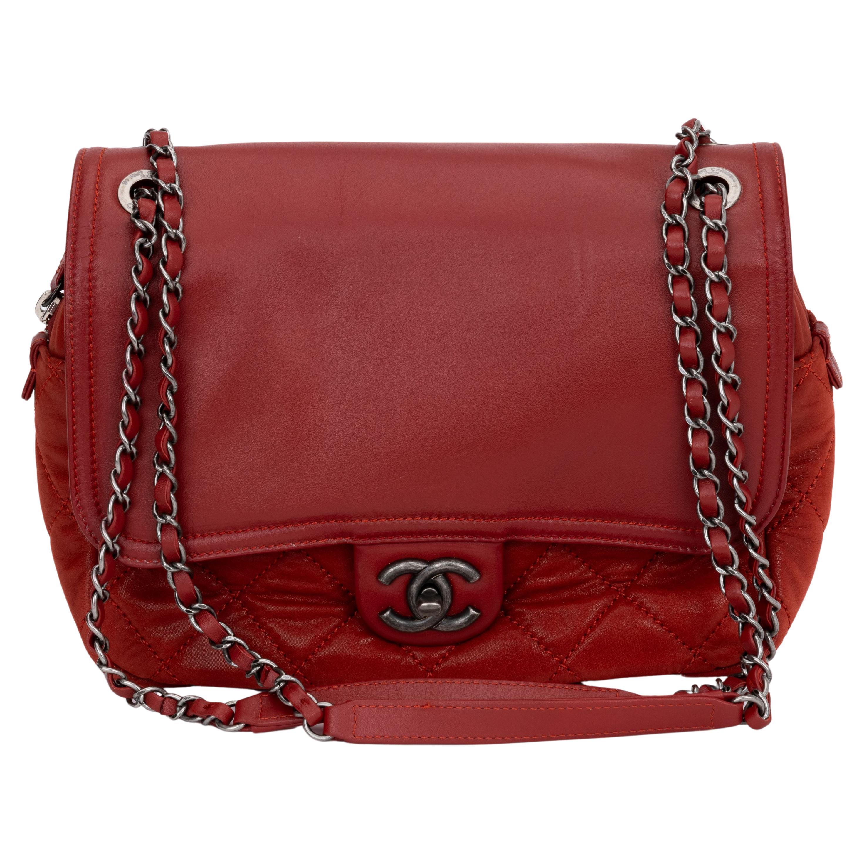Chanel Red Large 2 Way Shoulder Bag For Sale