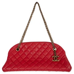 CHANEL red leather 2011 JUST MADEMOISELLE MEDIUM Shoulder Bag
