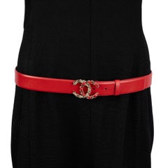 CHANEL red leather 2020 20S CC BUCKLE Belt 90