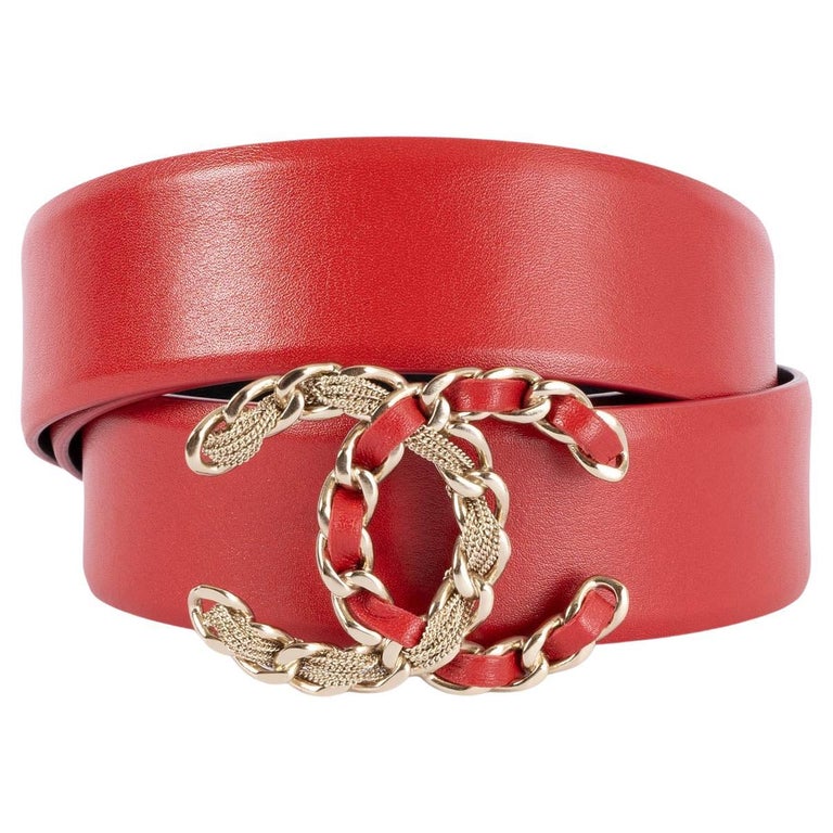 CHANEL red leather 2020 20S CC BUCKLE Belt 90 at 1stDibs | chanel belt women