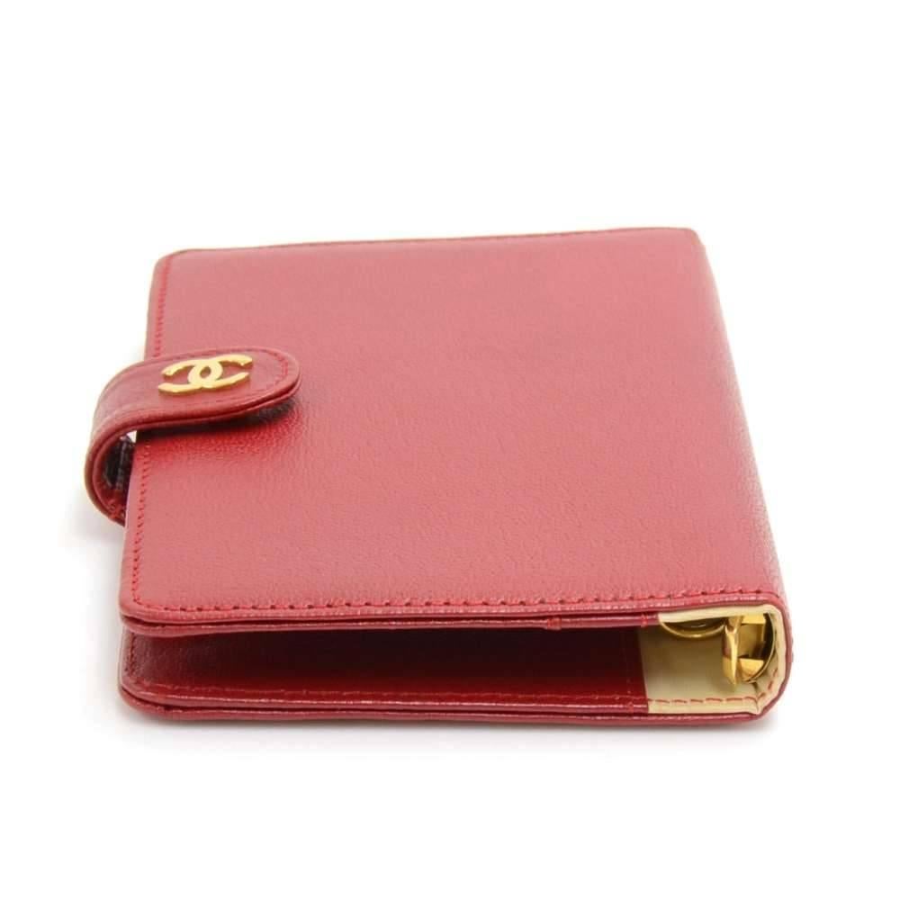 Chanel Red Leather 6 Ring Gold-tone Agenda Cover  In Excellent Condition In Fukuoka, Kyushu