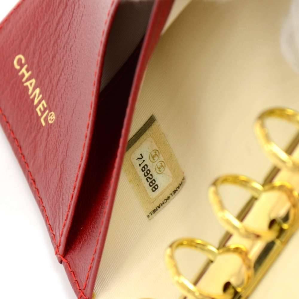 Chanel Red Leather 6 Ring Gold-tone Agenda Cover  1