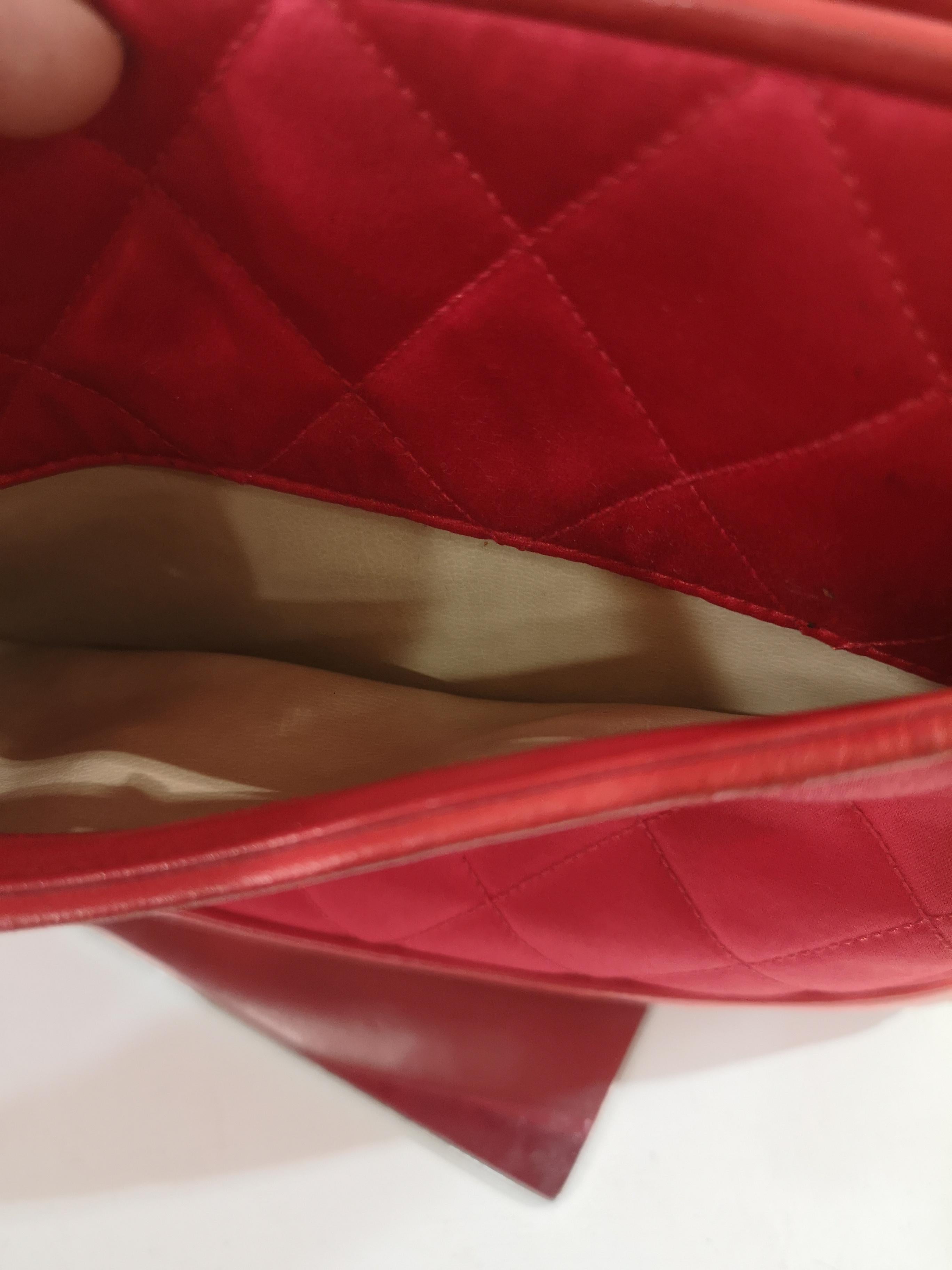 Chanel red leather and fabric shoulder bag 1
