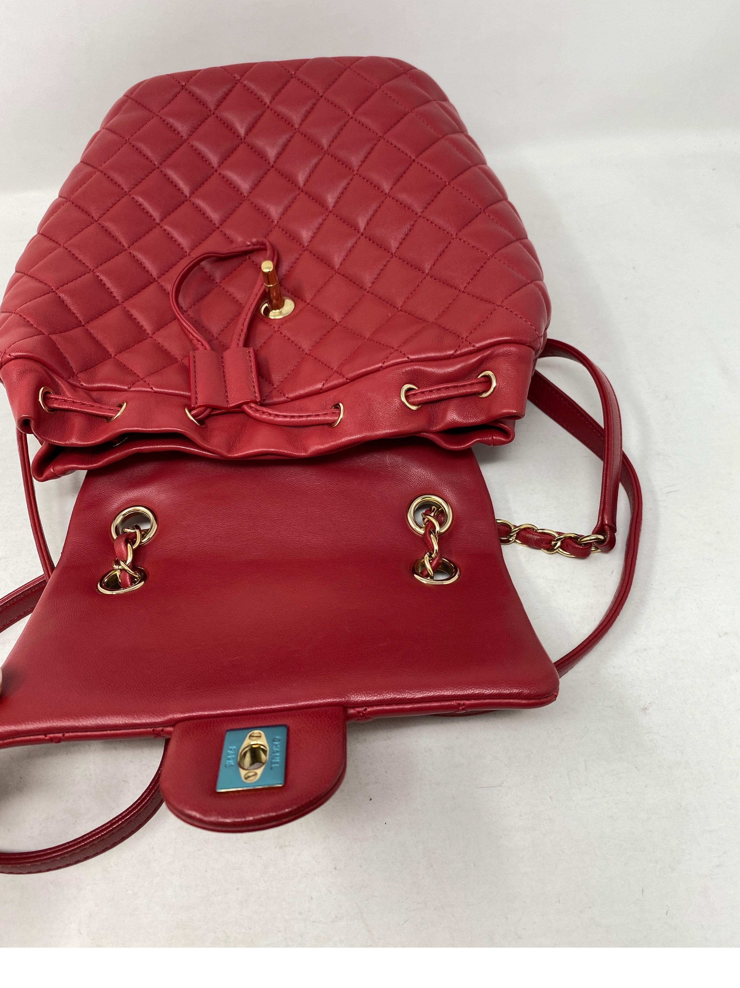 Chanel Red Leather Backpack  3