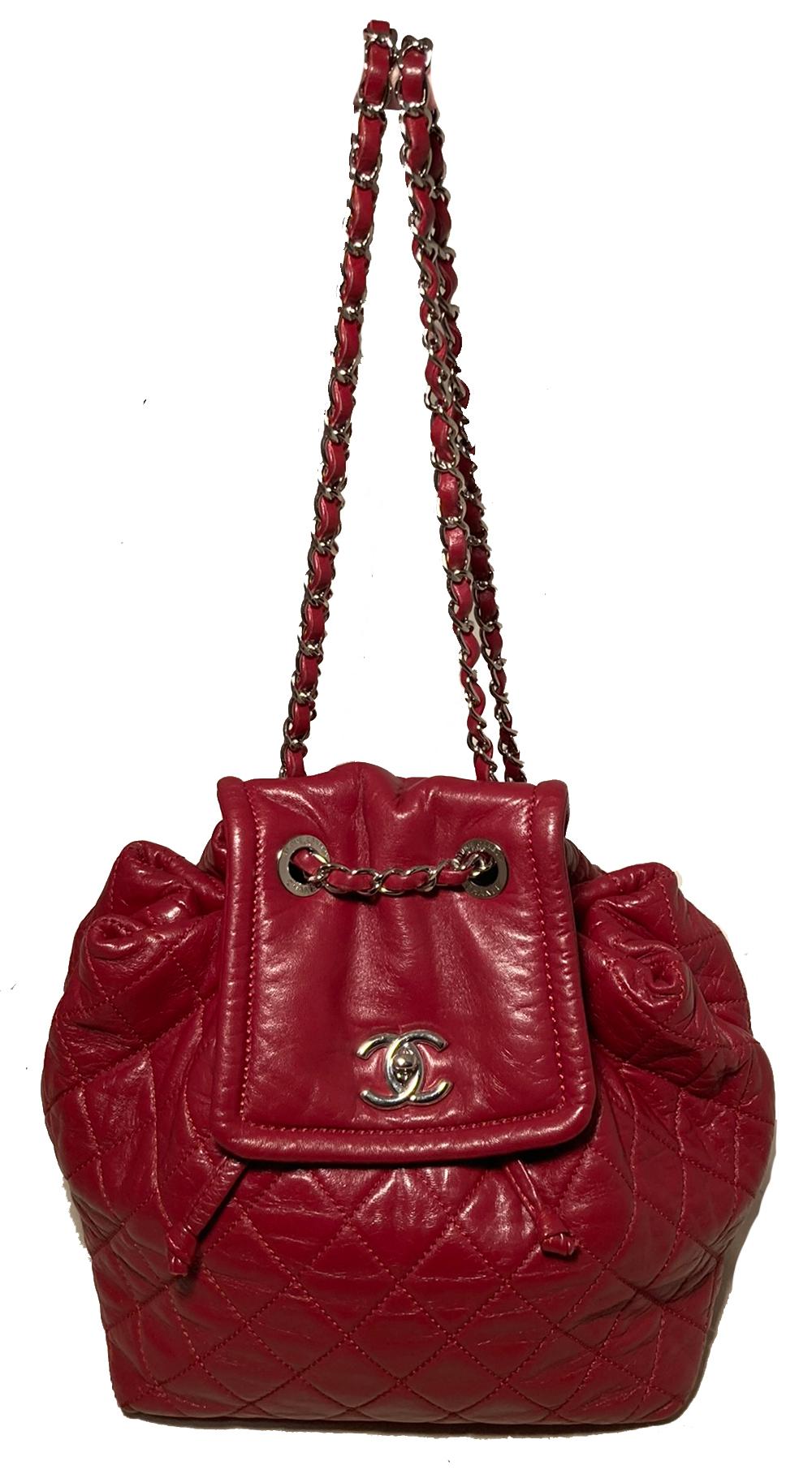 Chanel Red Leather Bejing Backpack Shoulder Bag 7
