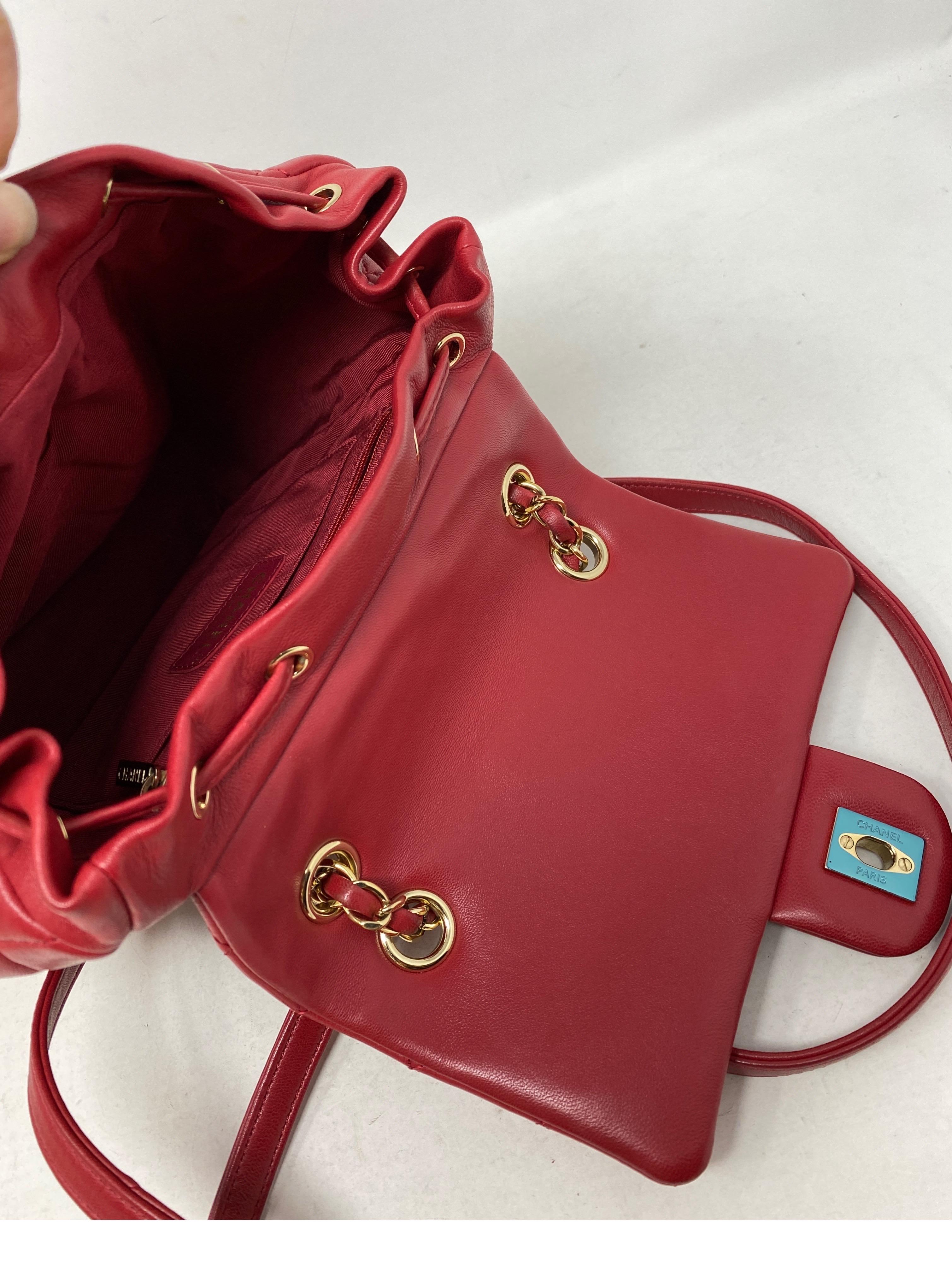 Chanel Red Leather Backpack  5