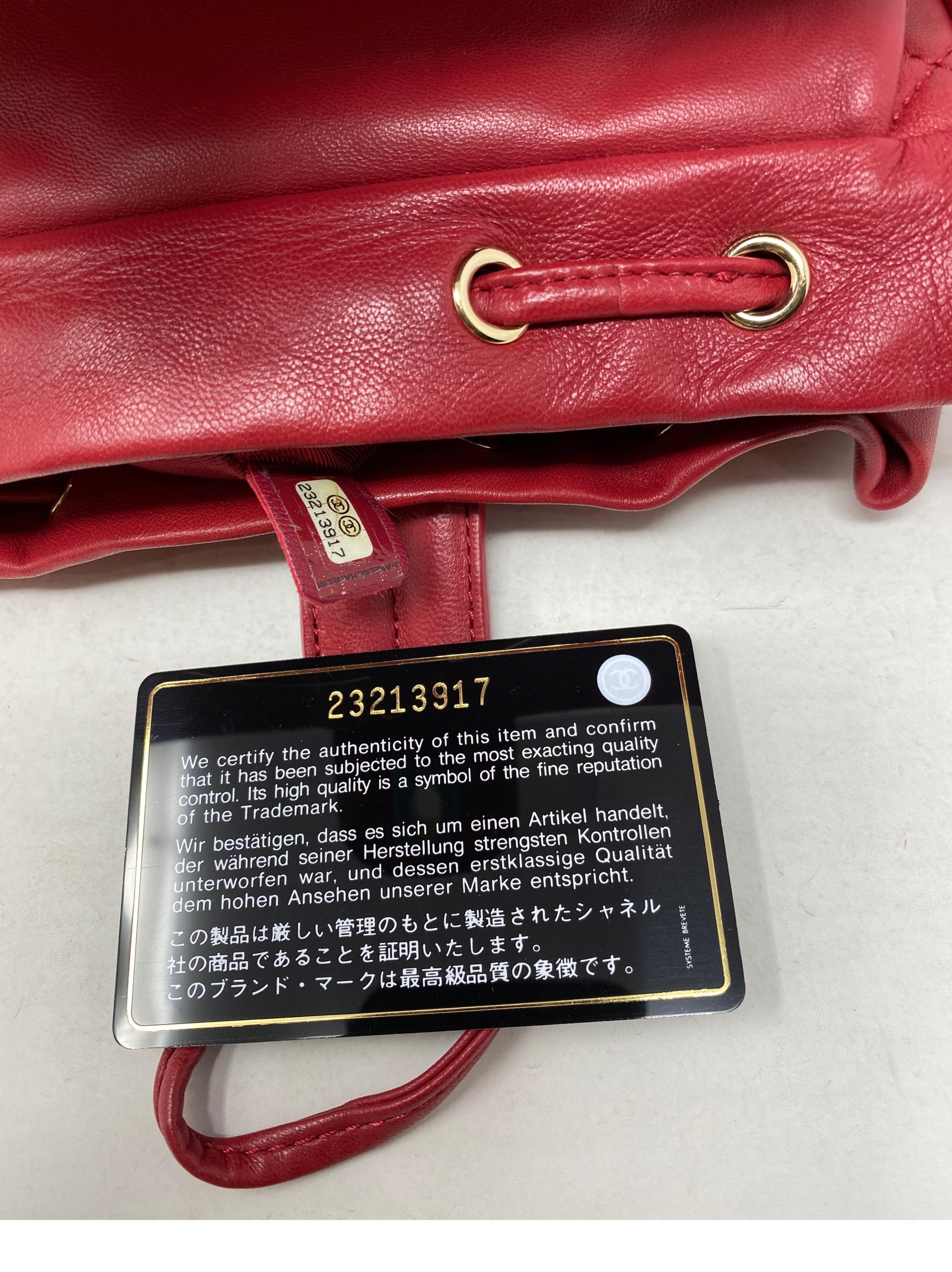 Chanel Red Leather Backpack  6