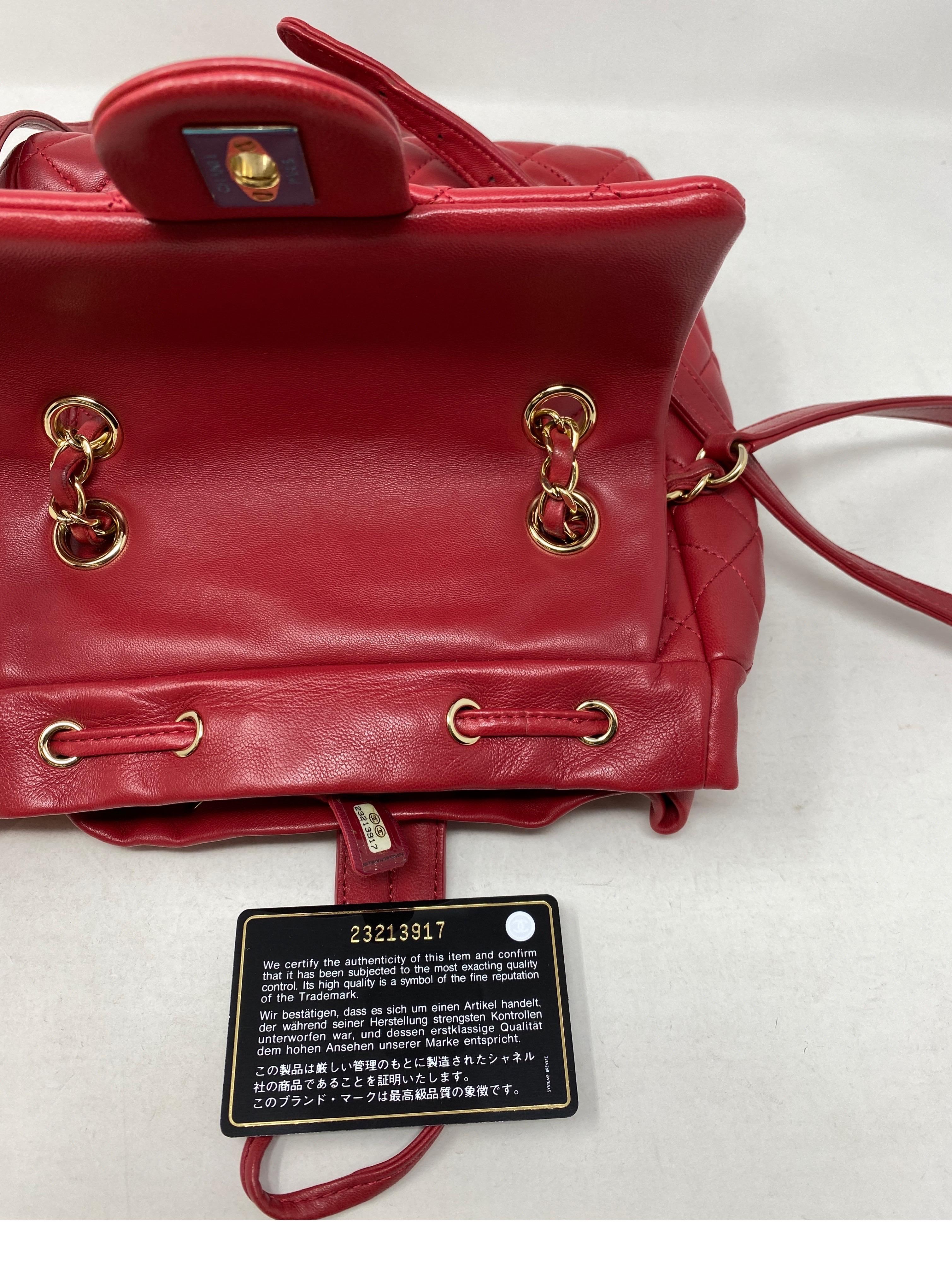 Chanel Red Leather Backpack  7