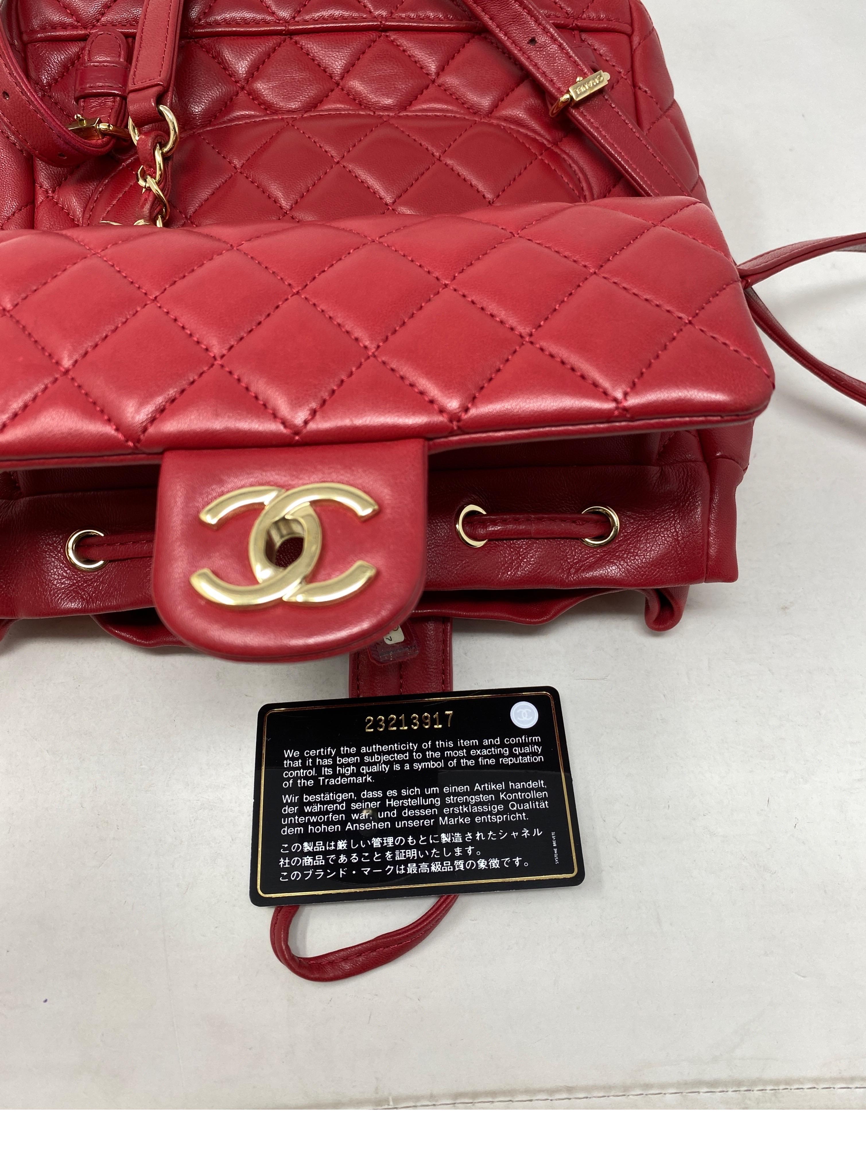 Chanel Red Leather Backpack  8