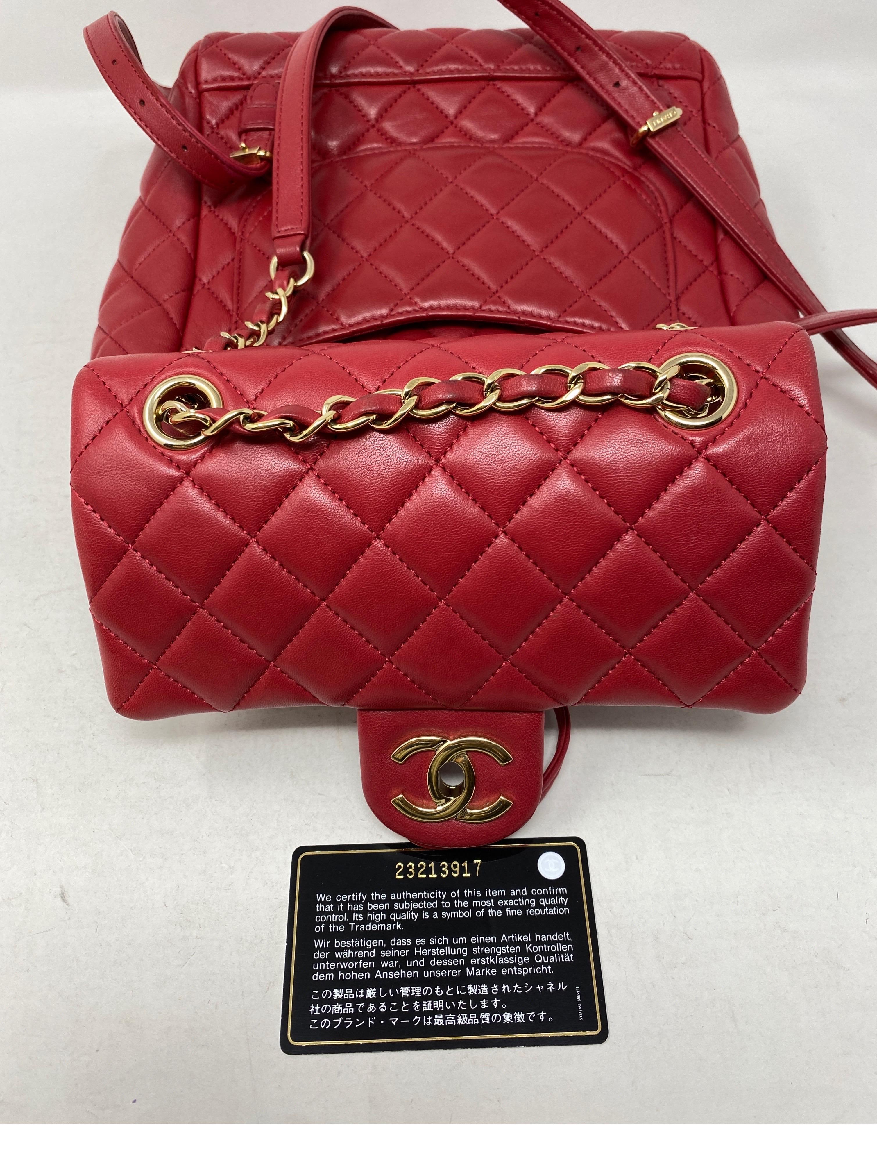 Chanel Red Leather Backpack  9