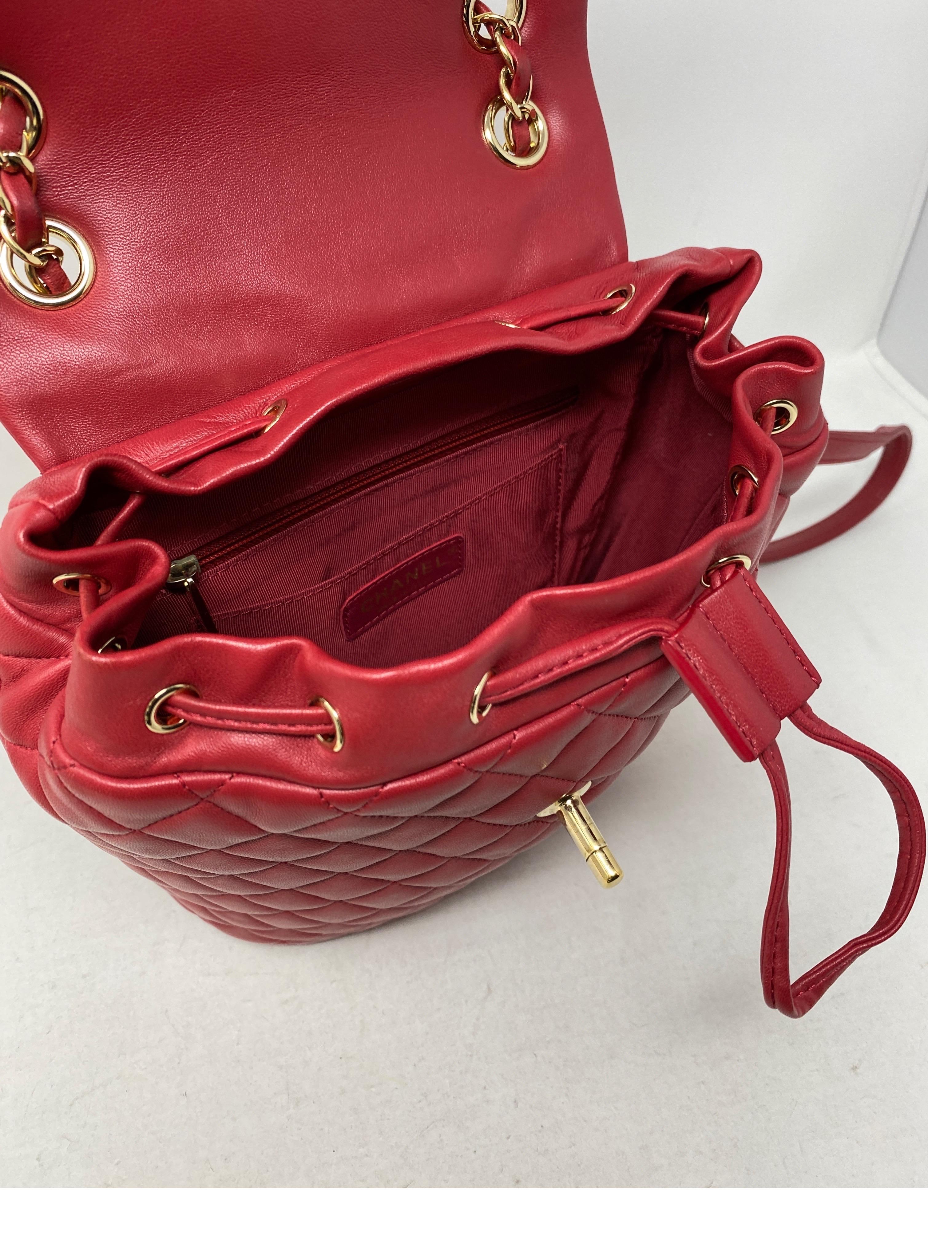 Chanel Red Leather Backpack  11