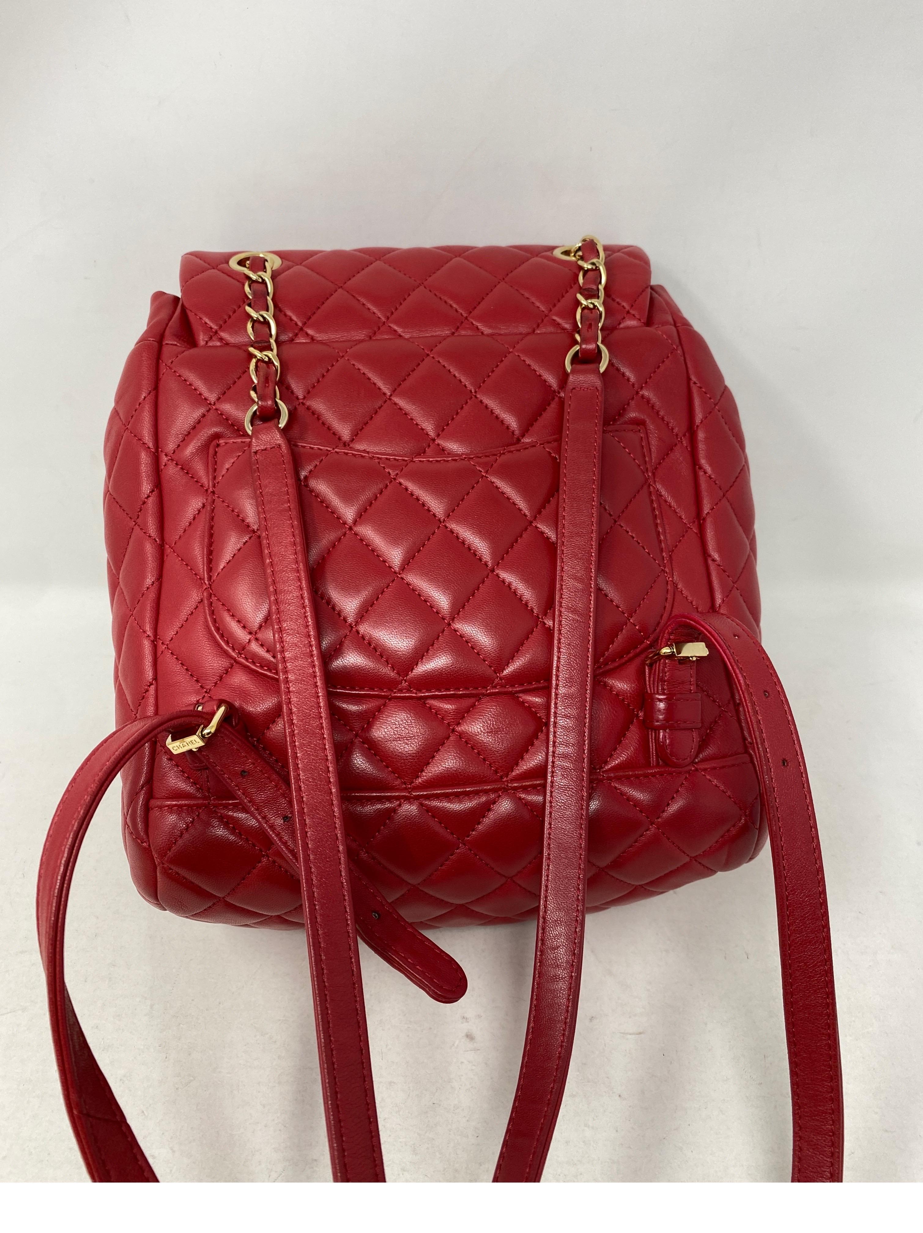 chanel red backpack