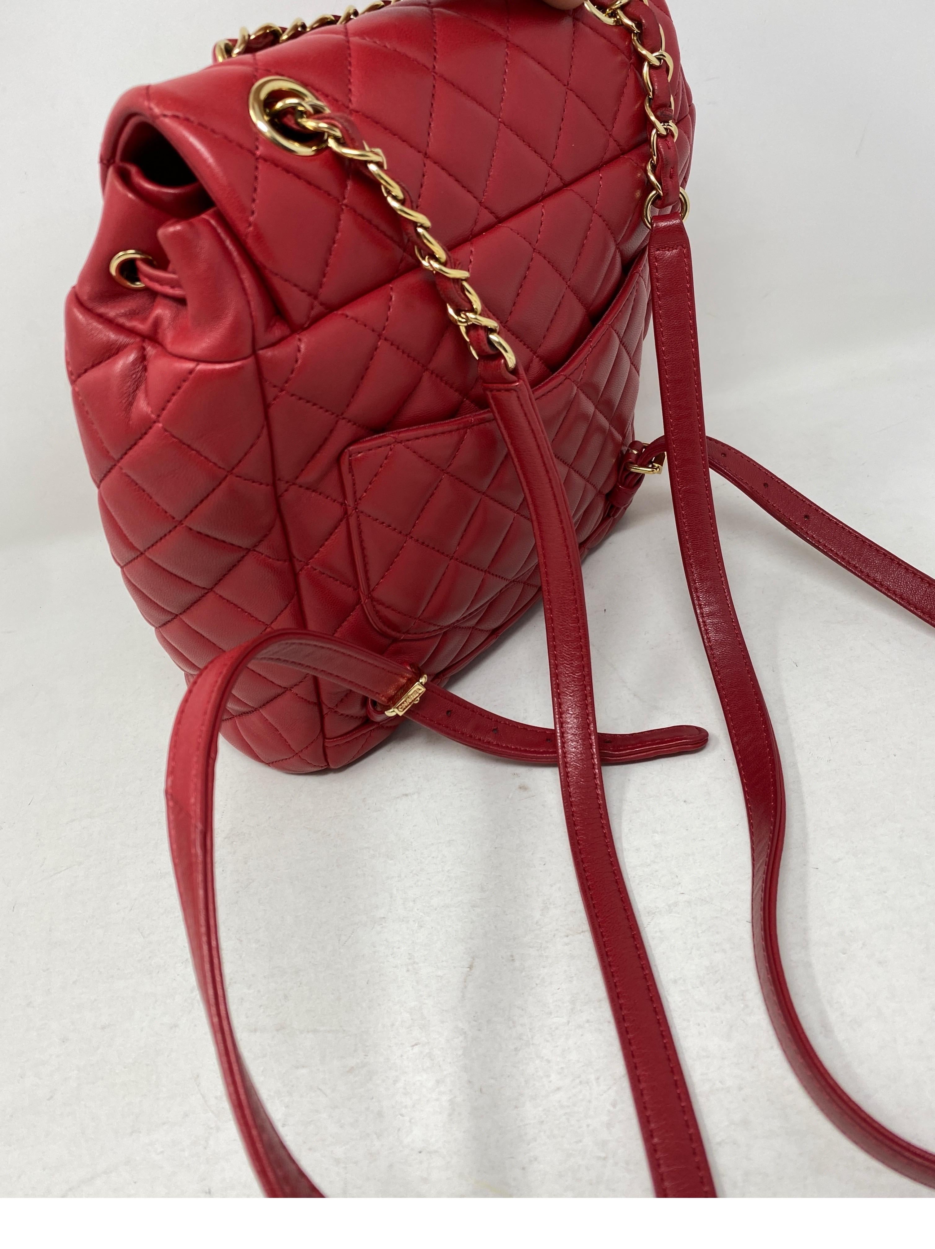 Chanel Red Leather Backpack  In Excellent Condition In Athens, GA