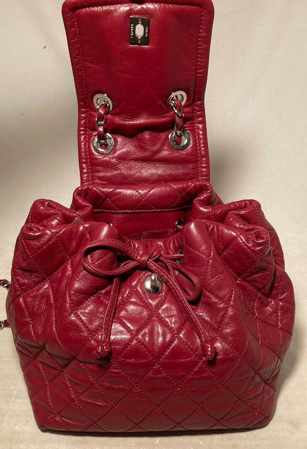 Chanel Red Leather Bejing Backpack Shoulder Bag 3