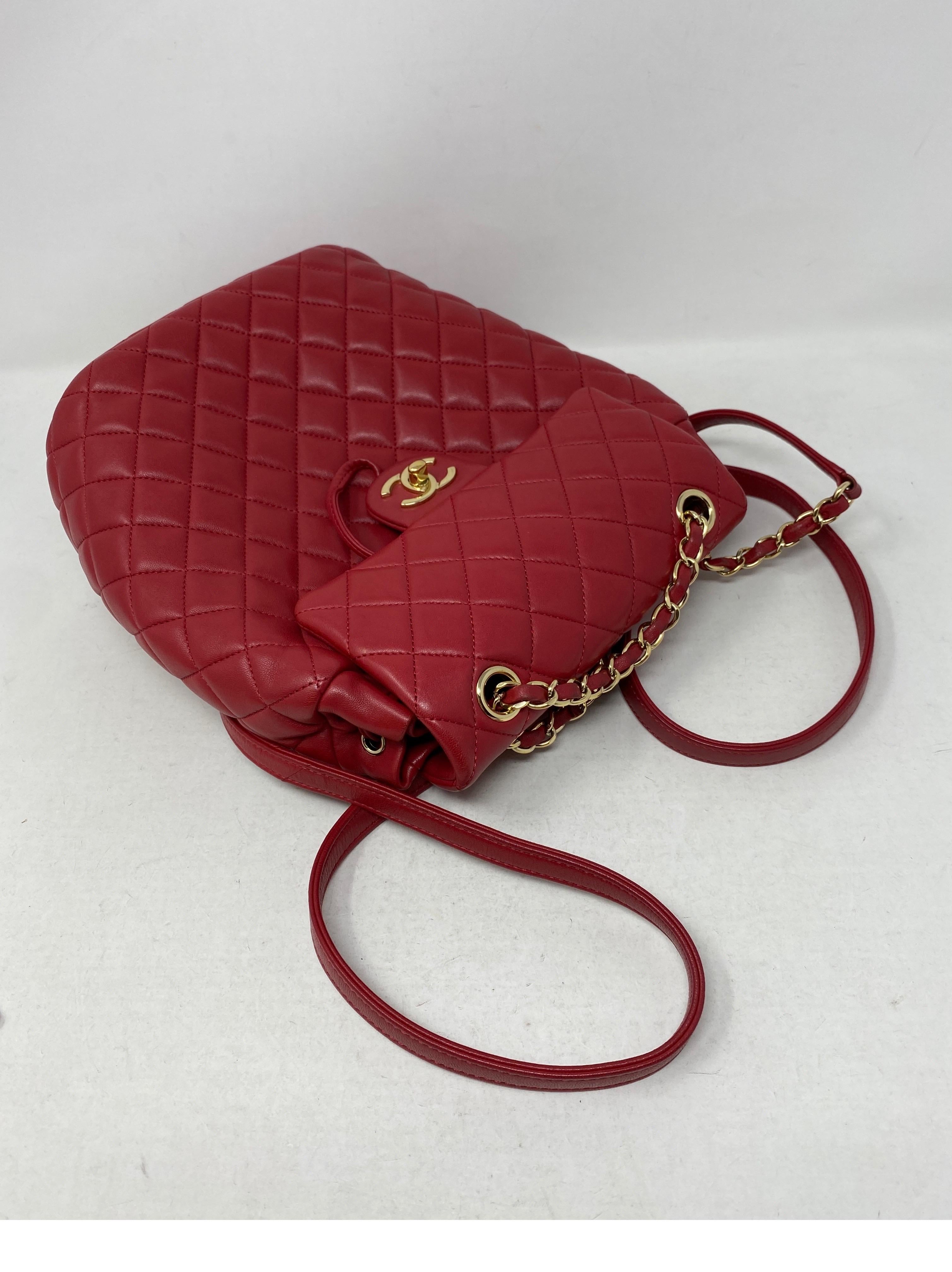 Chanel Red Leather Backpack  1