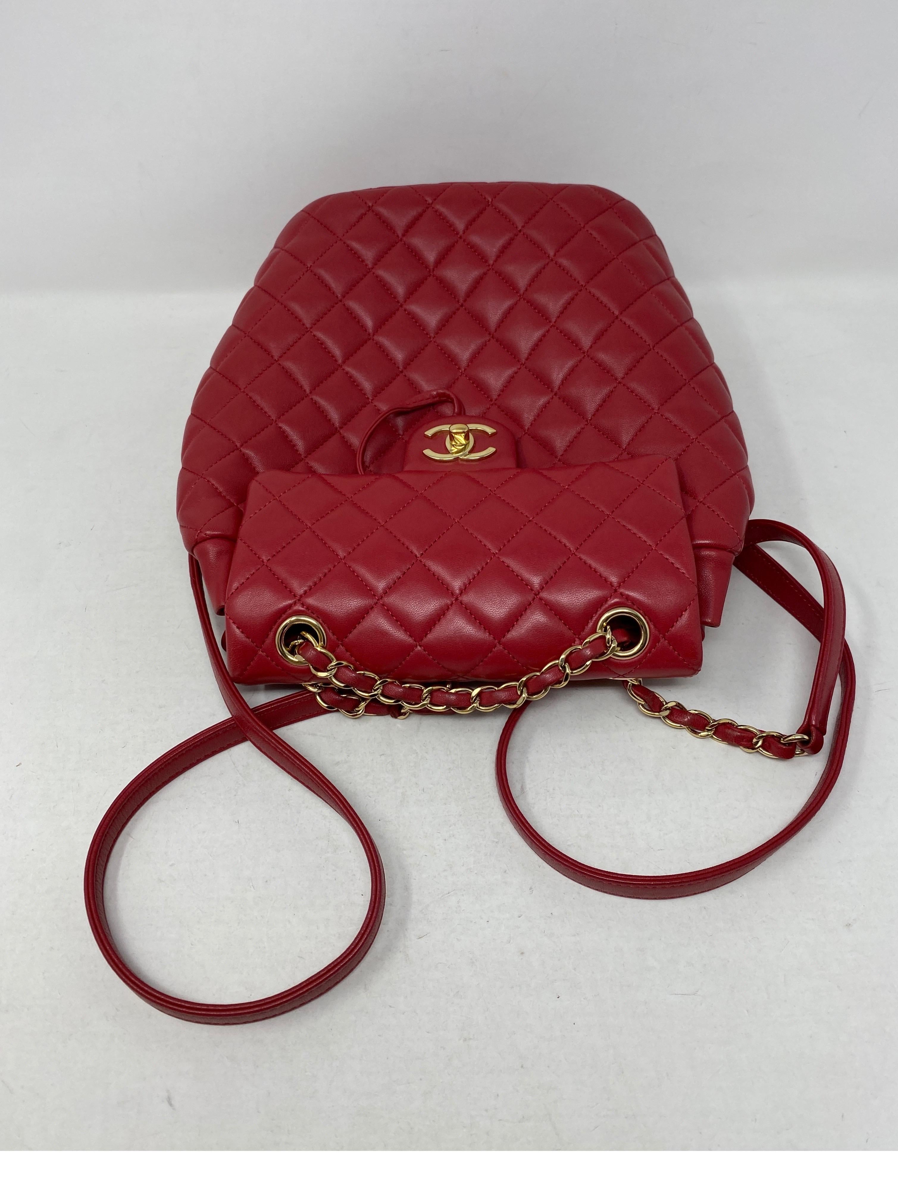 Chanel Red Leather Backpack  2