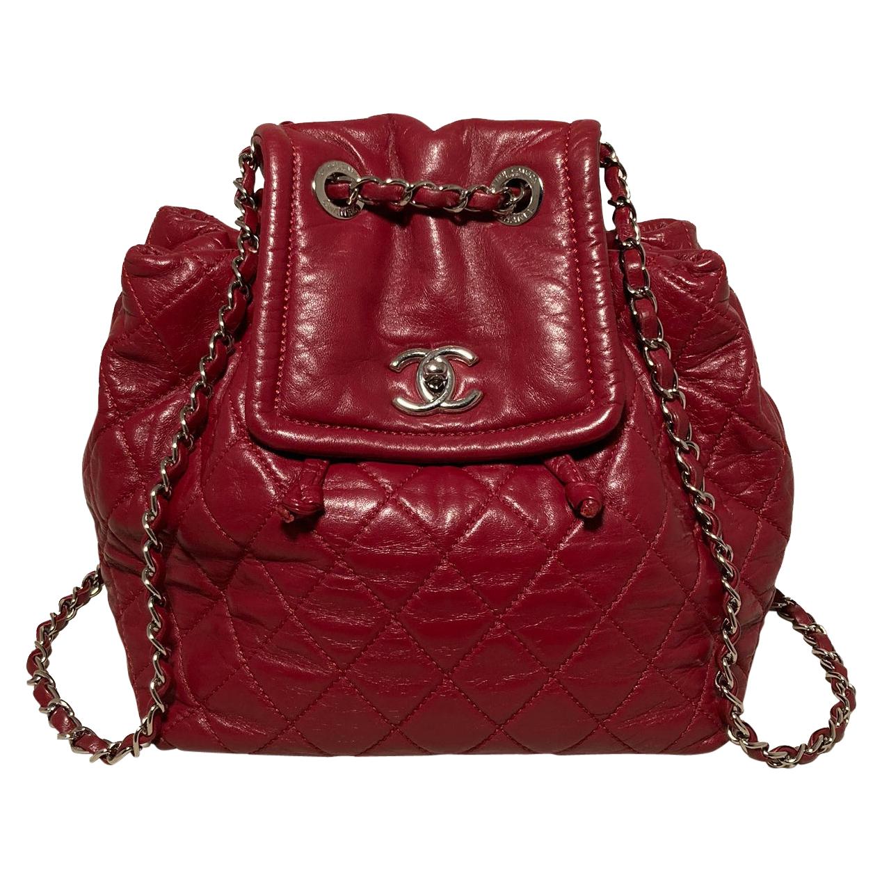 Chanel Red Leather Bejing Backpack Shoulder Bag