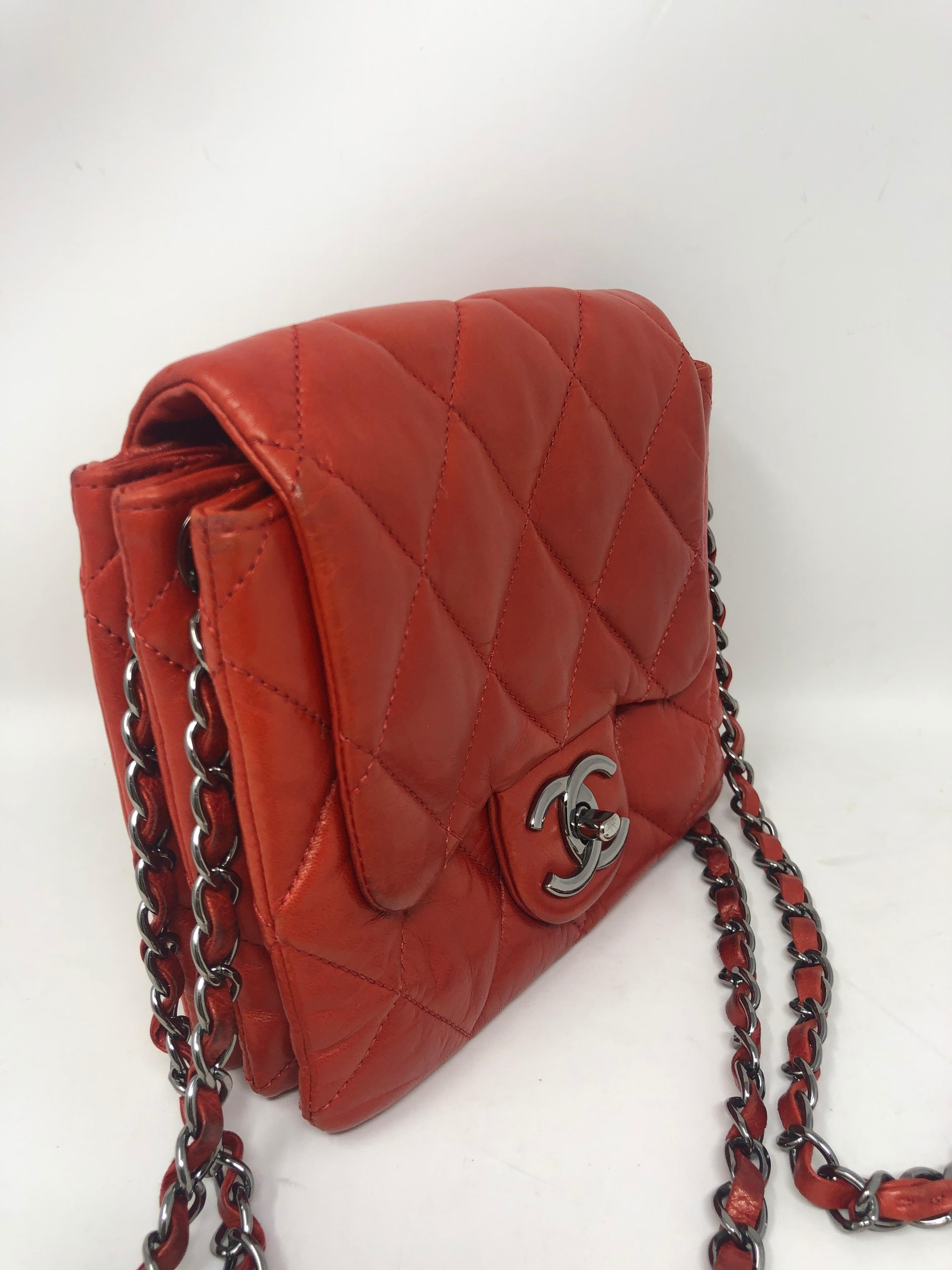 Brown Chanel Red Leather Bag 