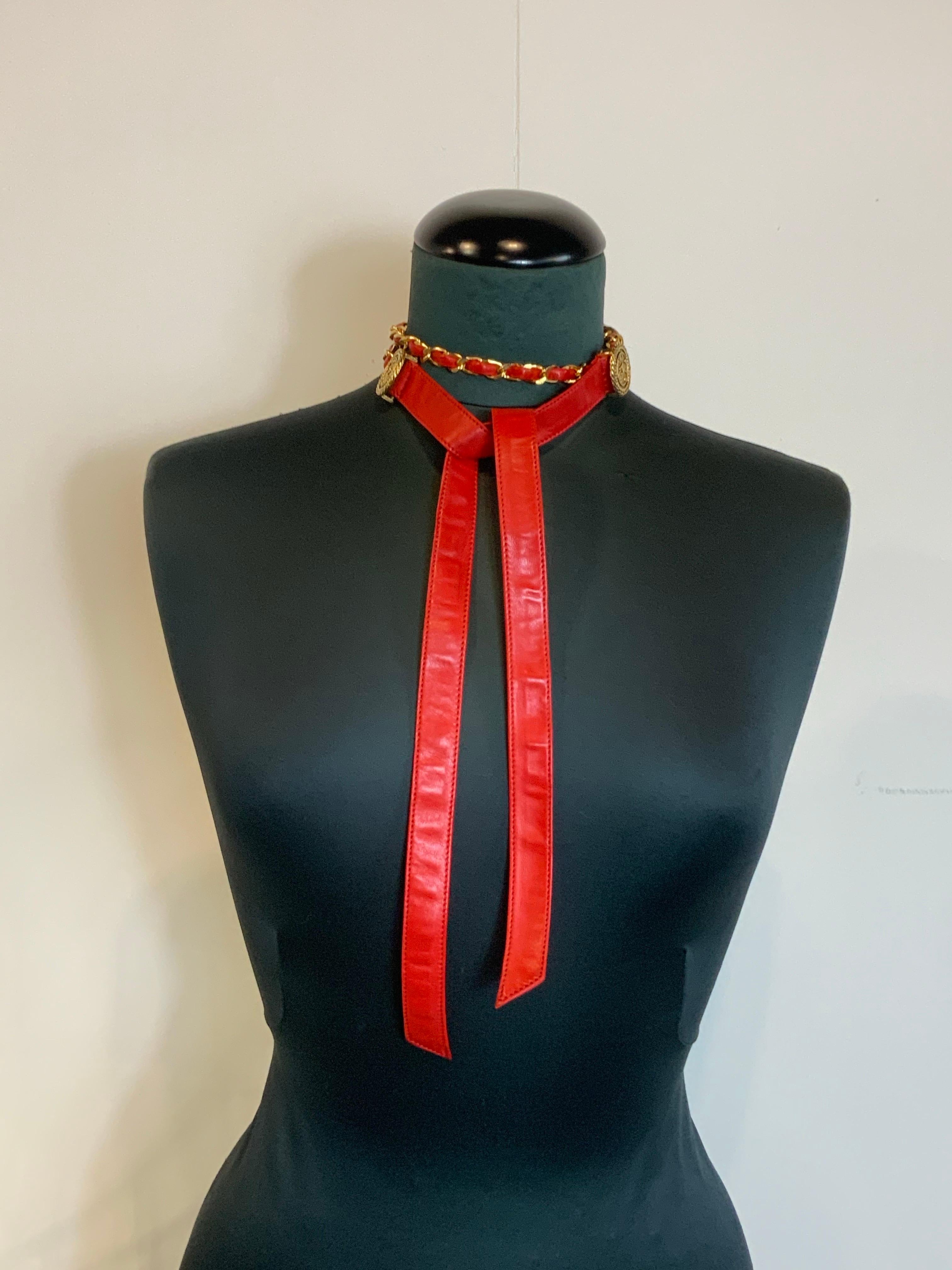 Red Chanel red leather Belt For Sale