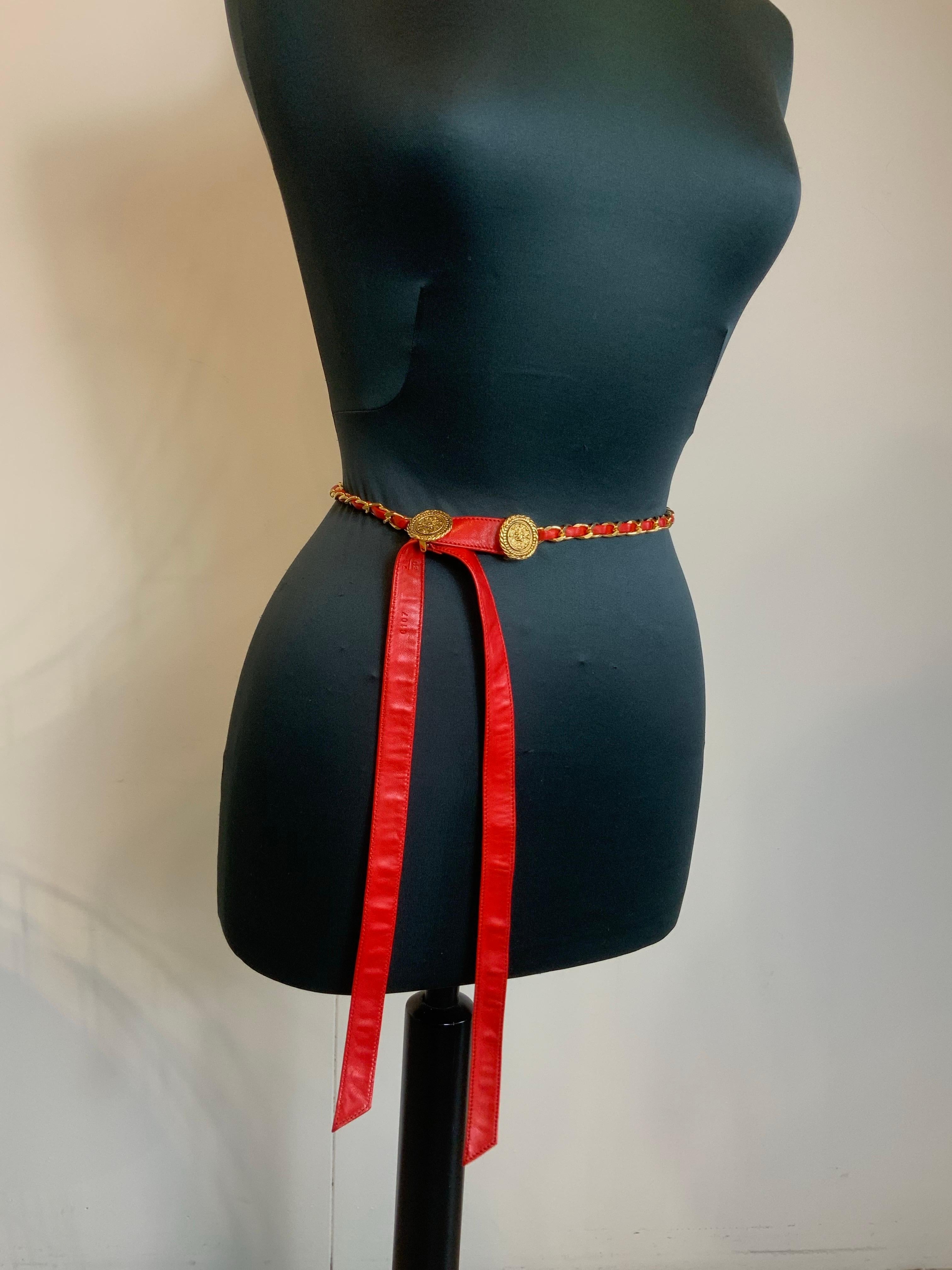 Chanel red leather Belt For Sale 2