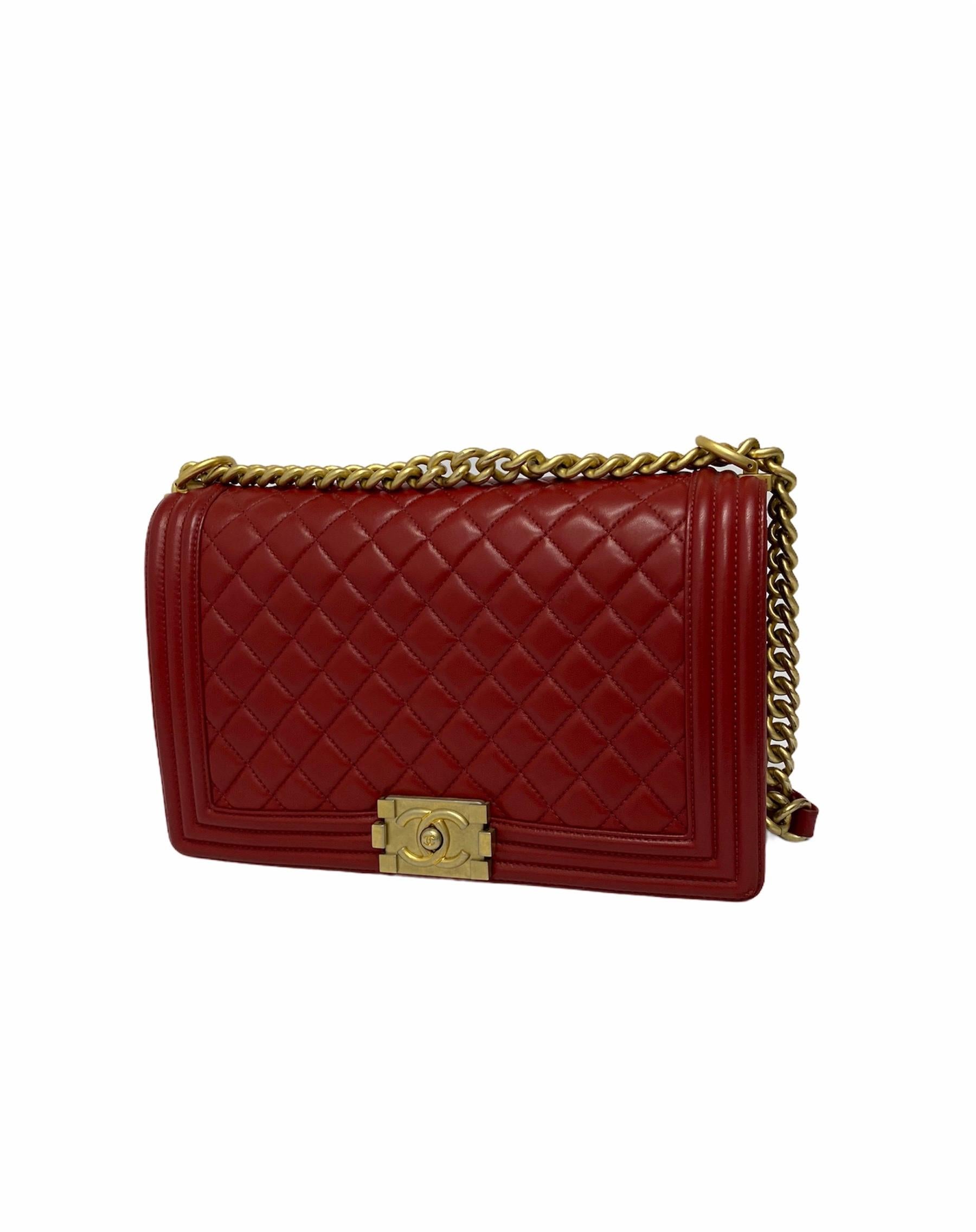 Women's Chanel Red Leather Boy Bag