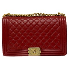 Chanel Red Leather Boy Bag