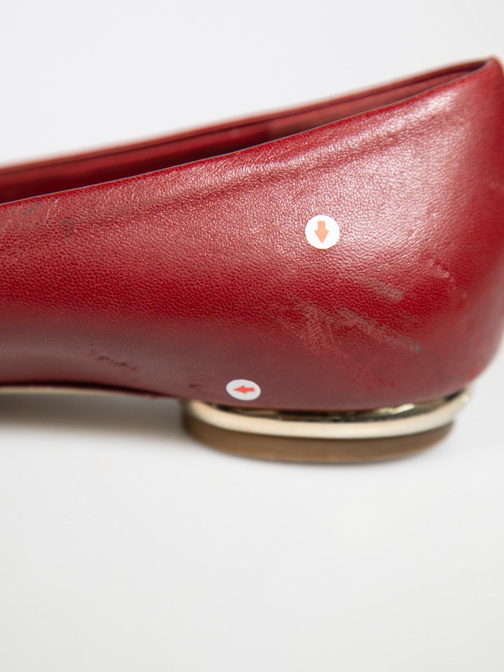 Chanel Red Leather Cap Toe Ballet Flats Size IT 38 For Sale 1