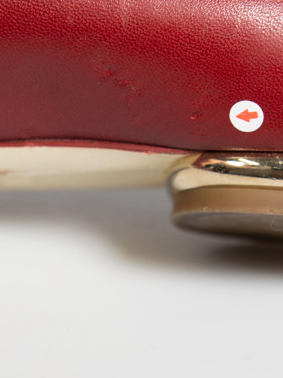 Chanel Red Leather Cap Toe Ballet Flats Size IT 38 For Sale 2